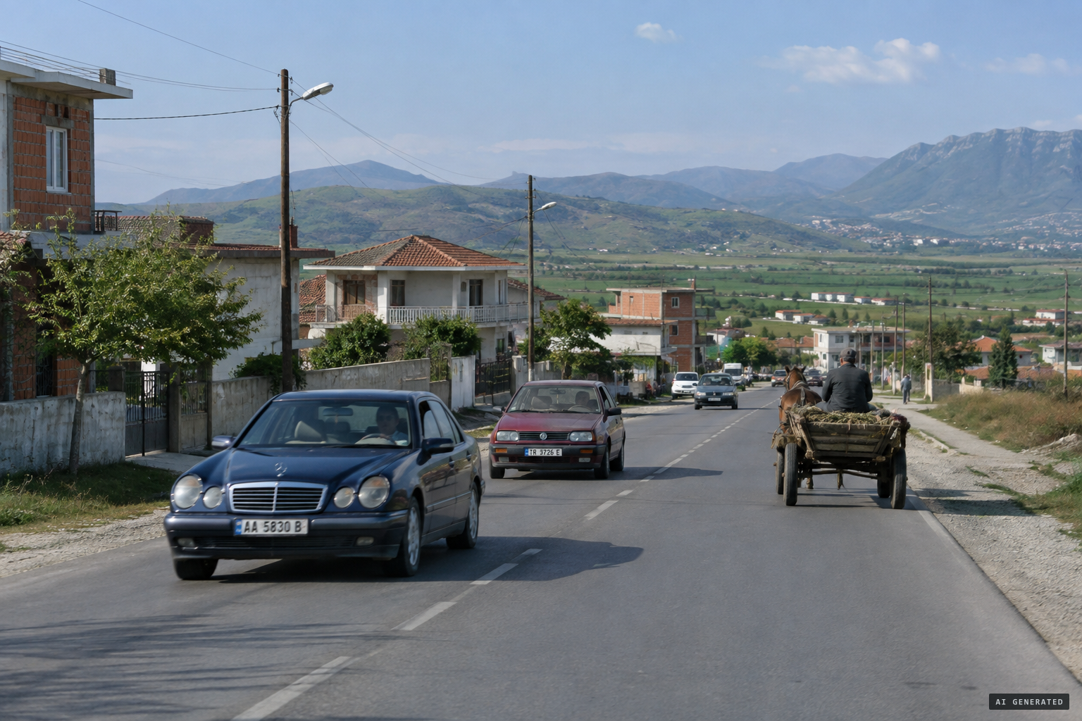 Roskovec, a small town on the road from Fier towards Berat