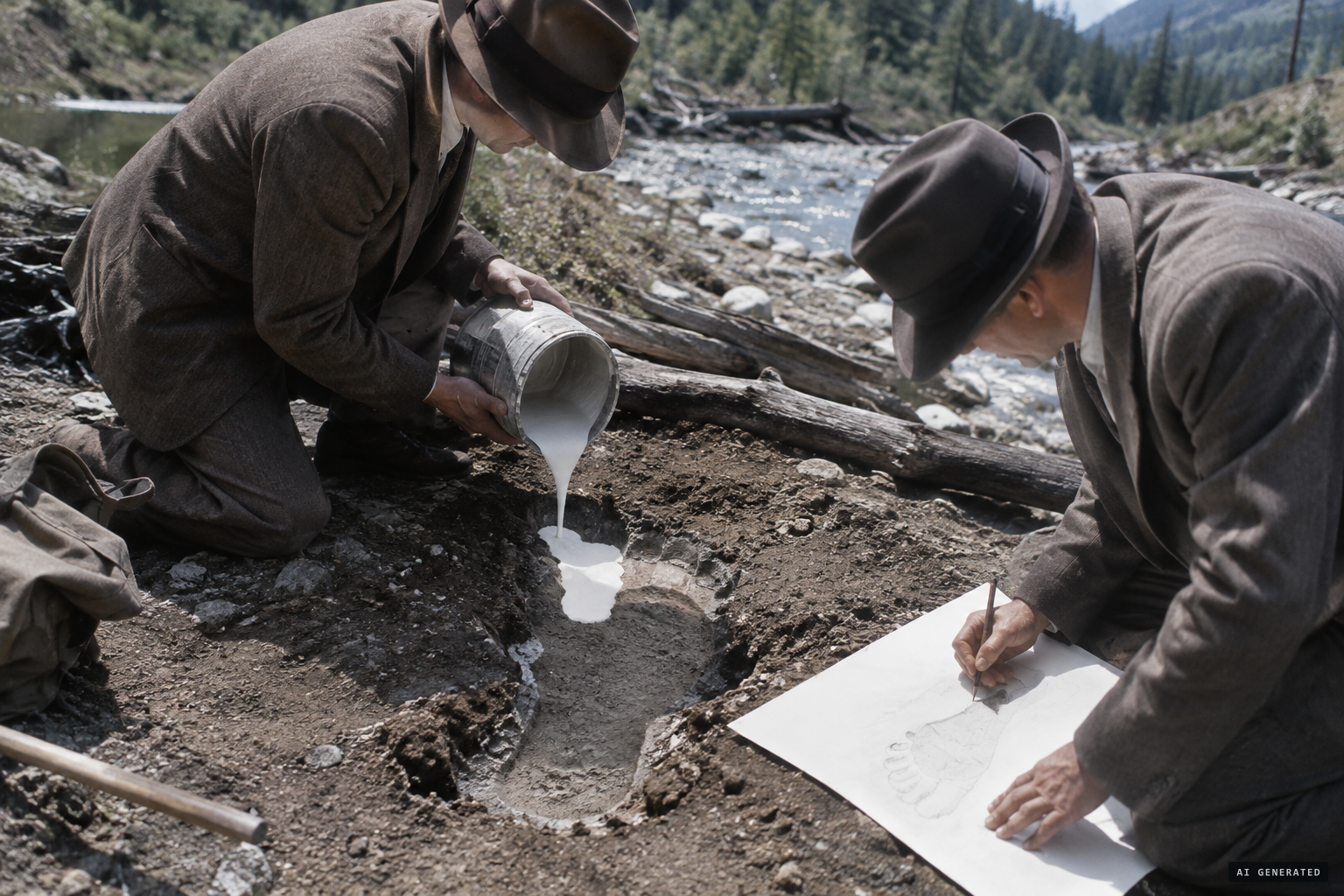 Tyfting and Deputy Sheriff Dunn measure, cast and trace the tracks