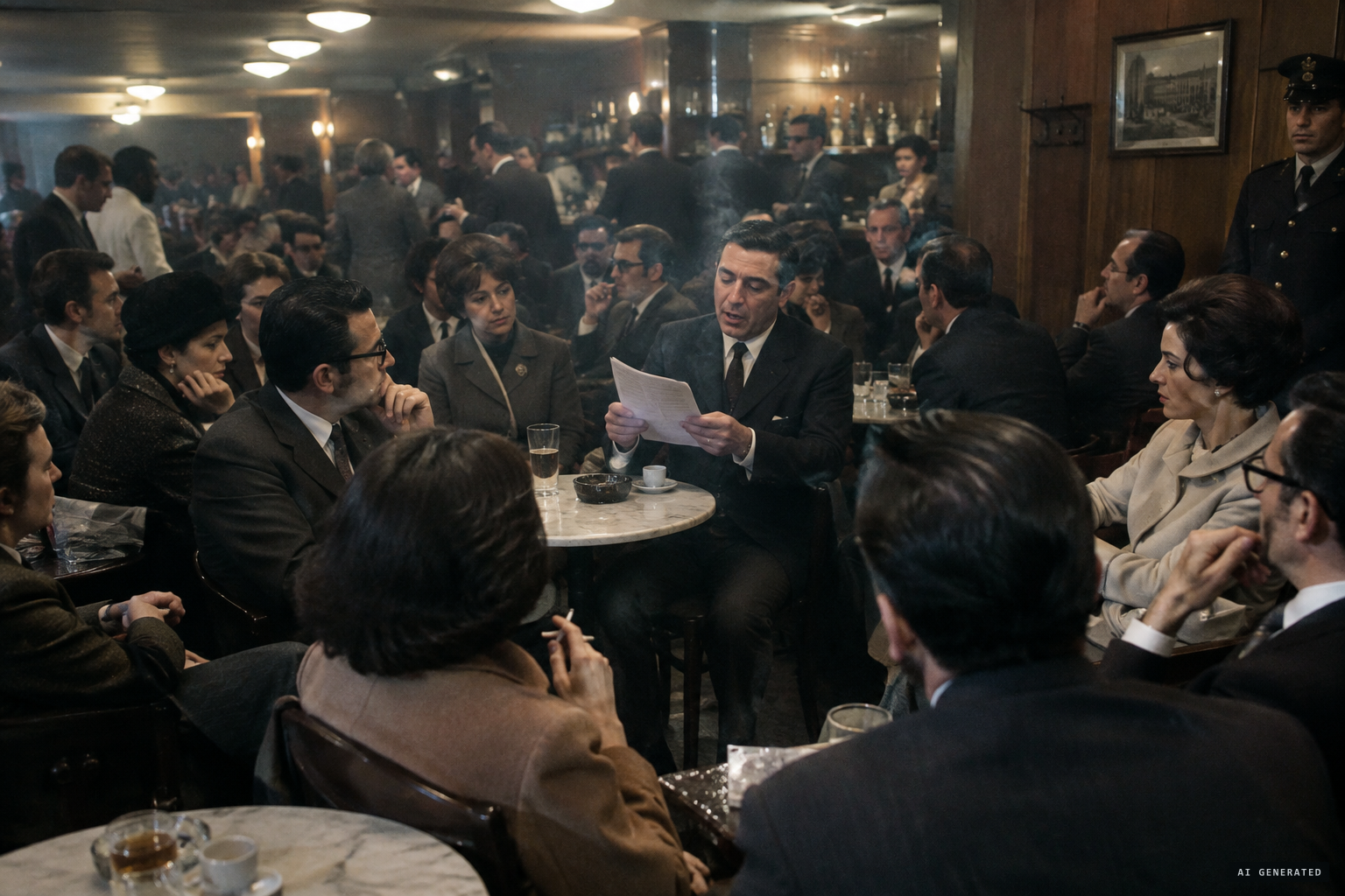 Sesma's gathering at the Café León hears the prediction of a landing