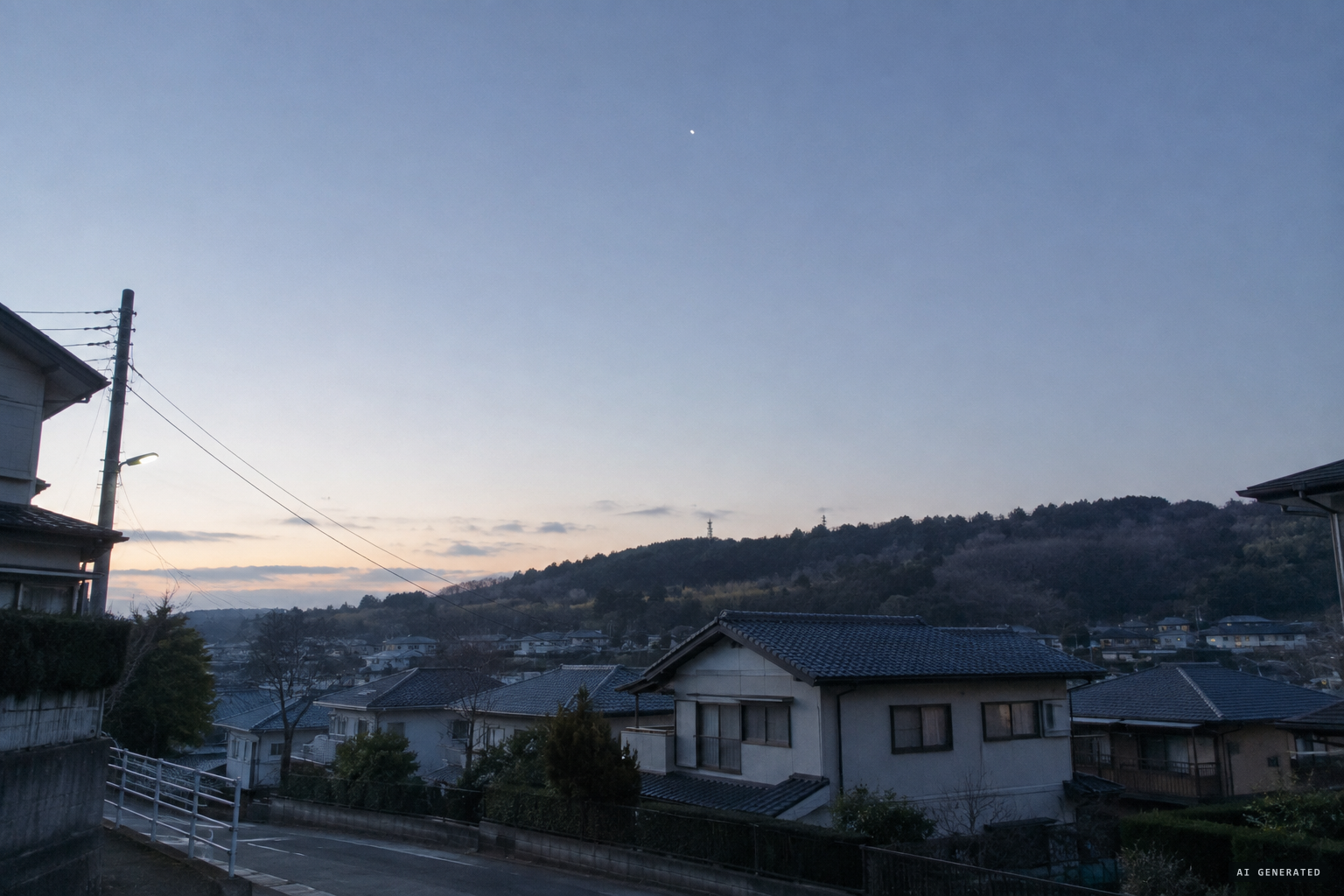Early morning, something white hangs high above Aoba Ward