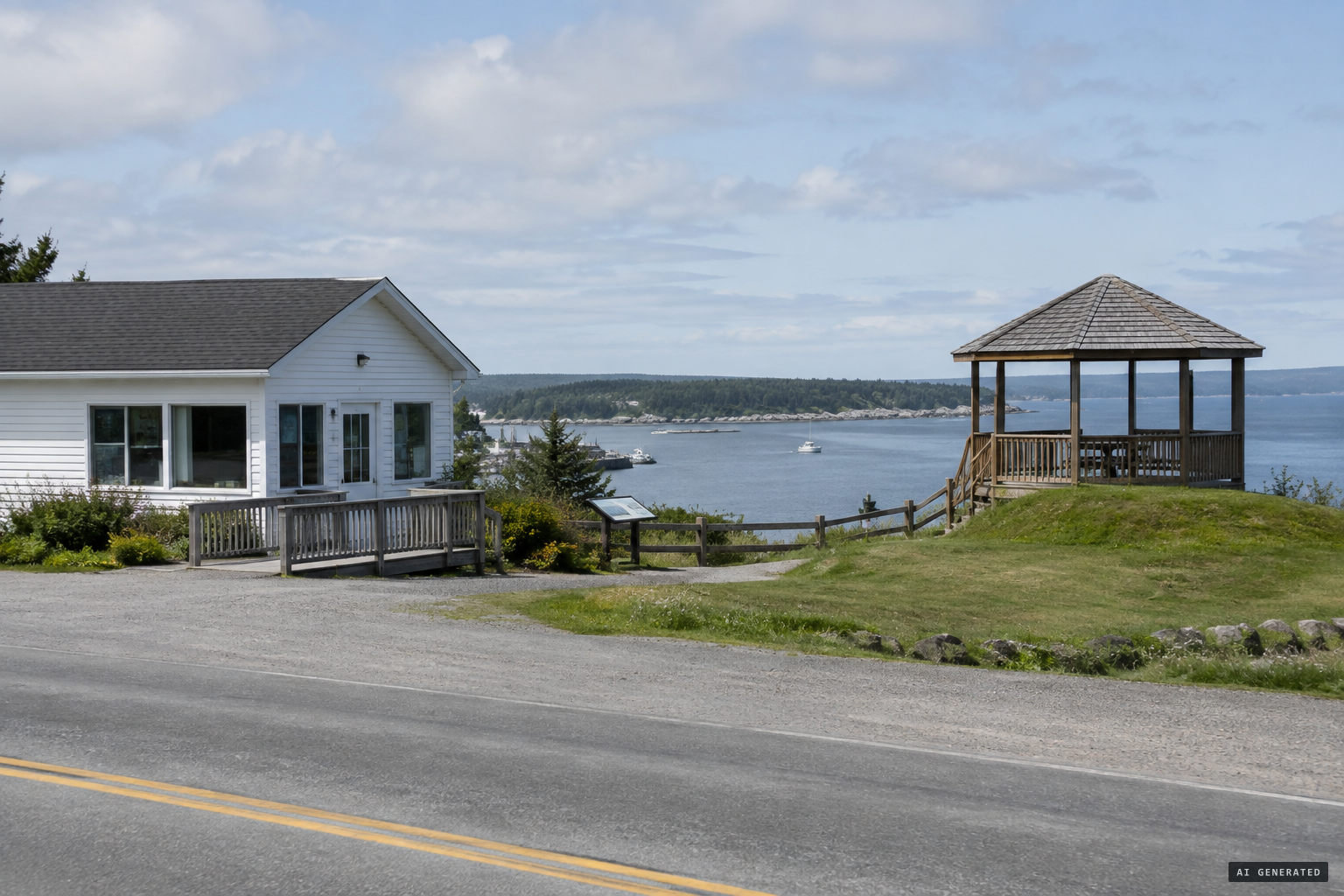 The UFO Incident Interpretive Centre and the gazebo overlooking the site