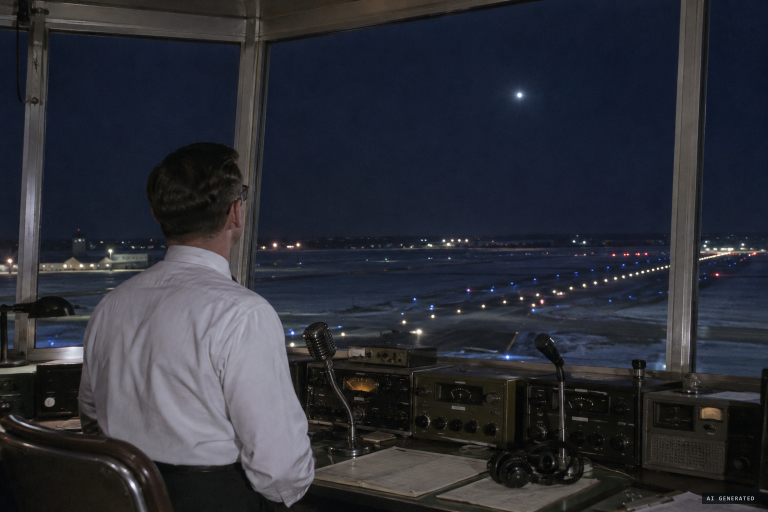 Chief controller John Williams watches an oddly maneuvering light in the west