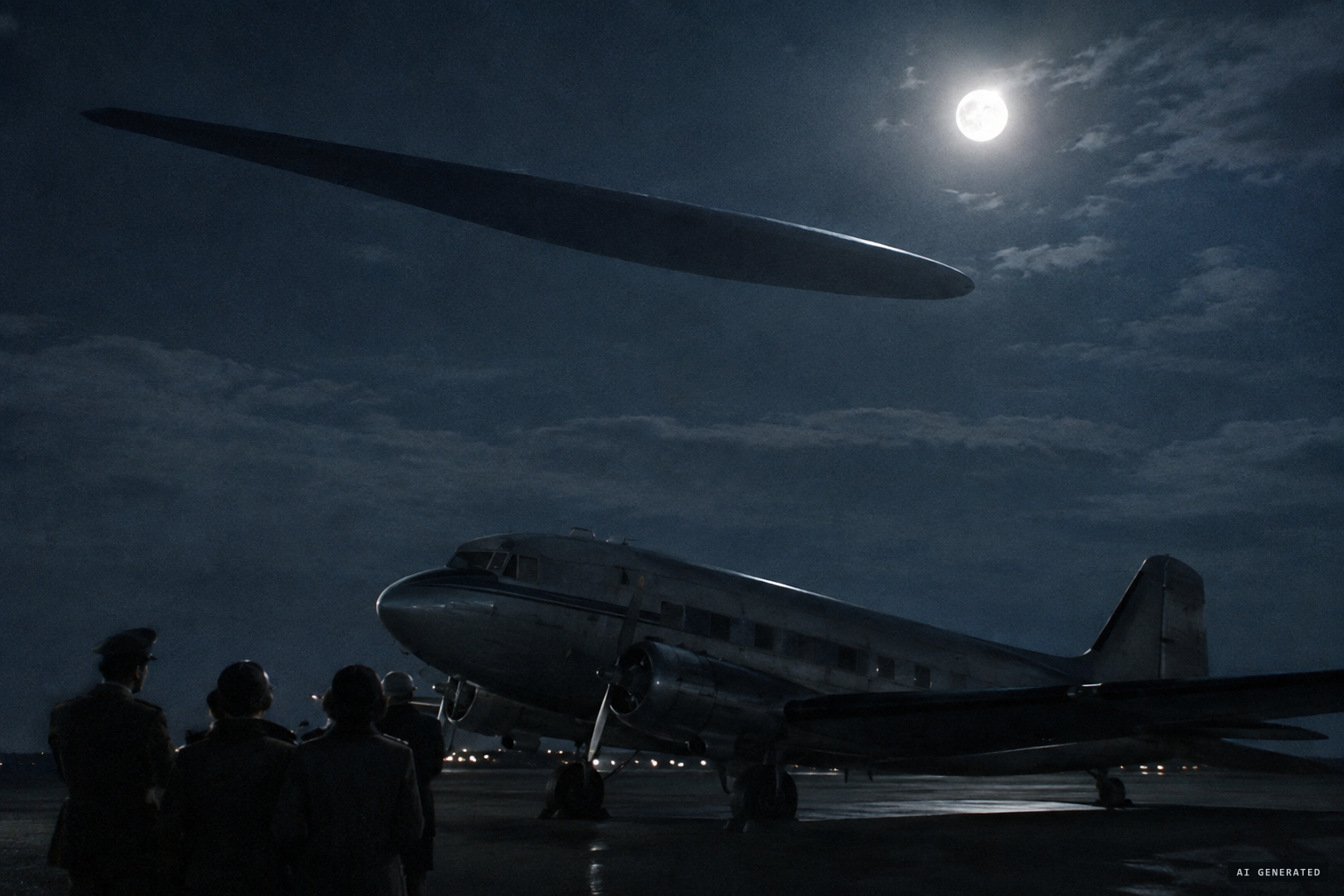 The silhouette: a cigar fuselage and straight wing, with no engines and no tail