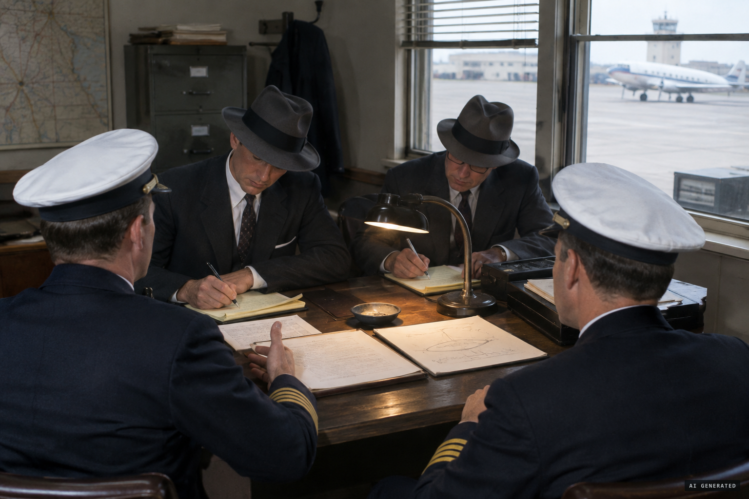 OSI agents from Offutt take statements from the pilots and controllers