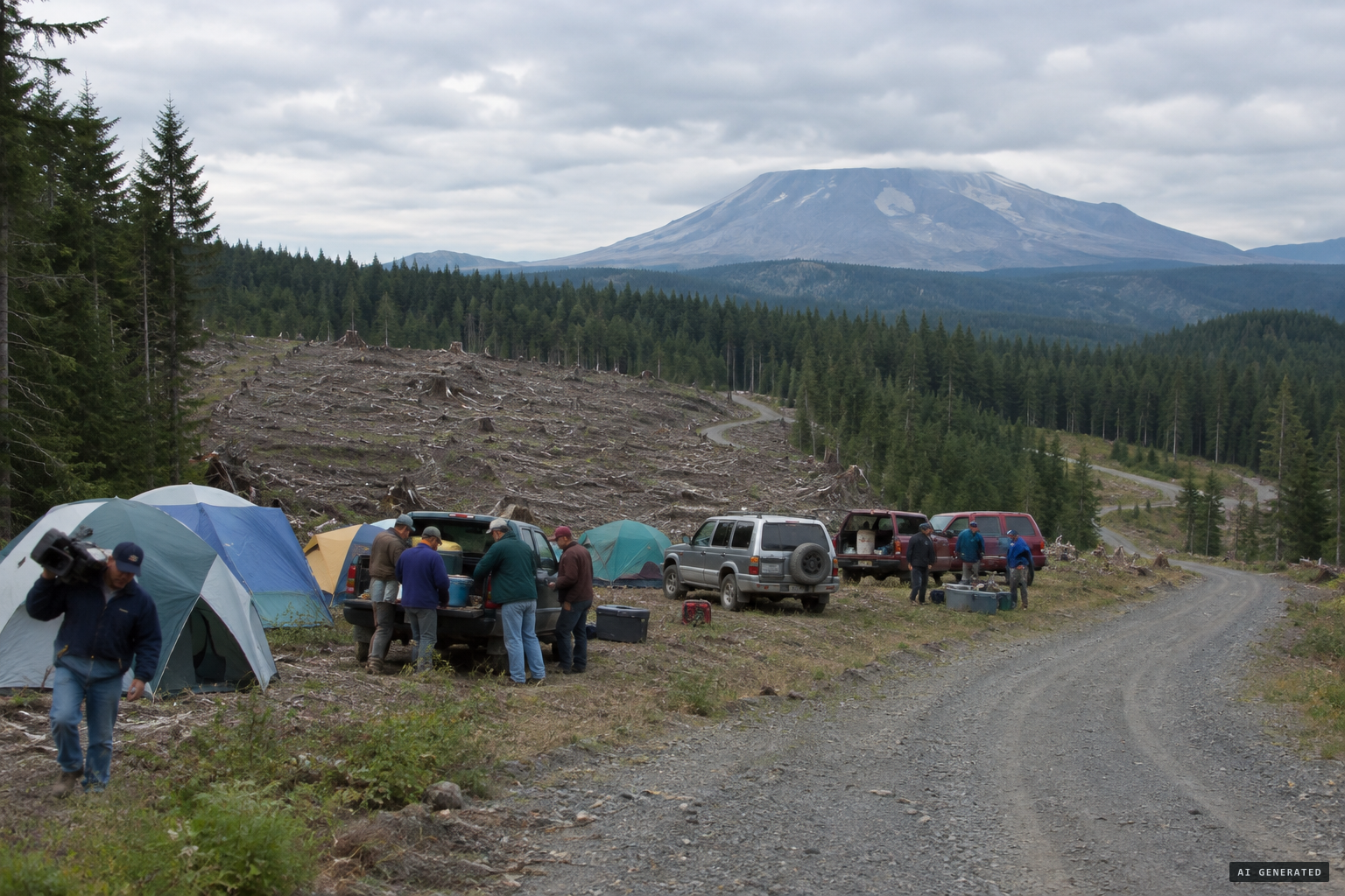 The BFRO expedition's base camp in elk country near Skookum Meadow, September 2000