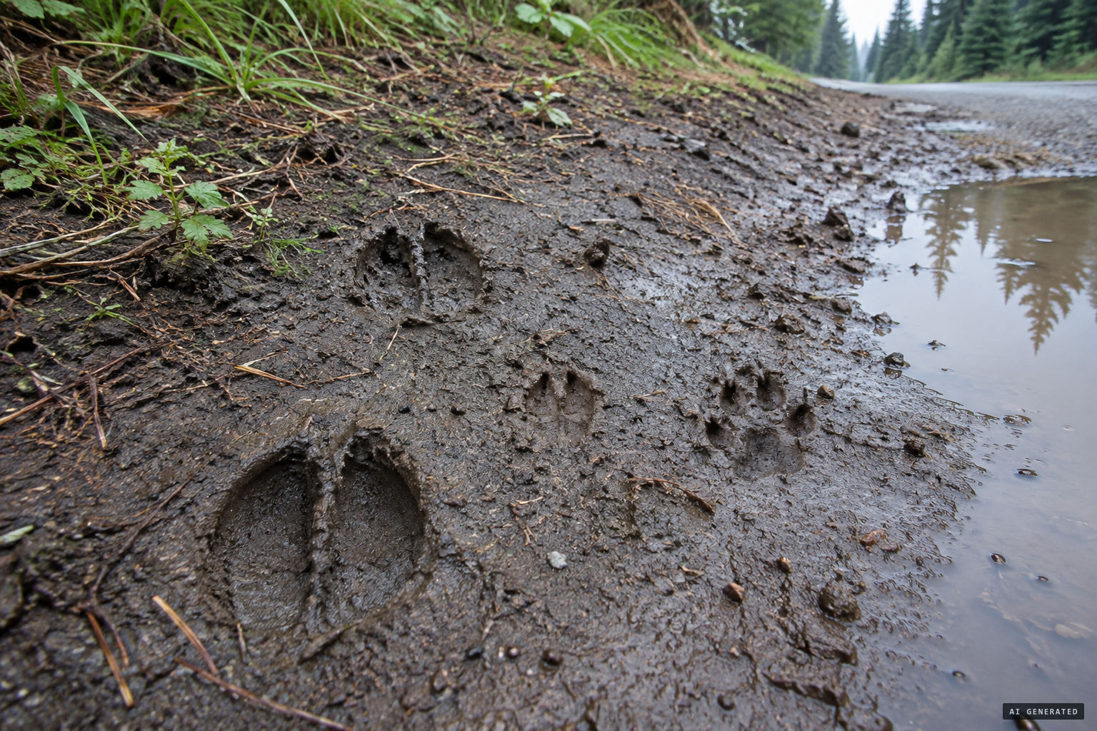 Elk, deer and coyote tracks marked the ground nearby