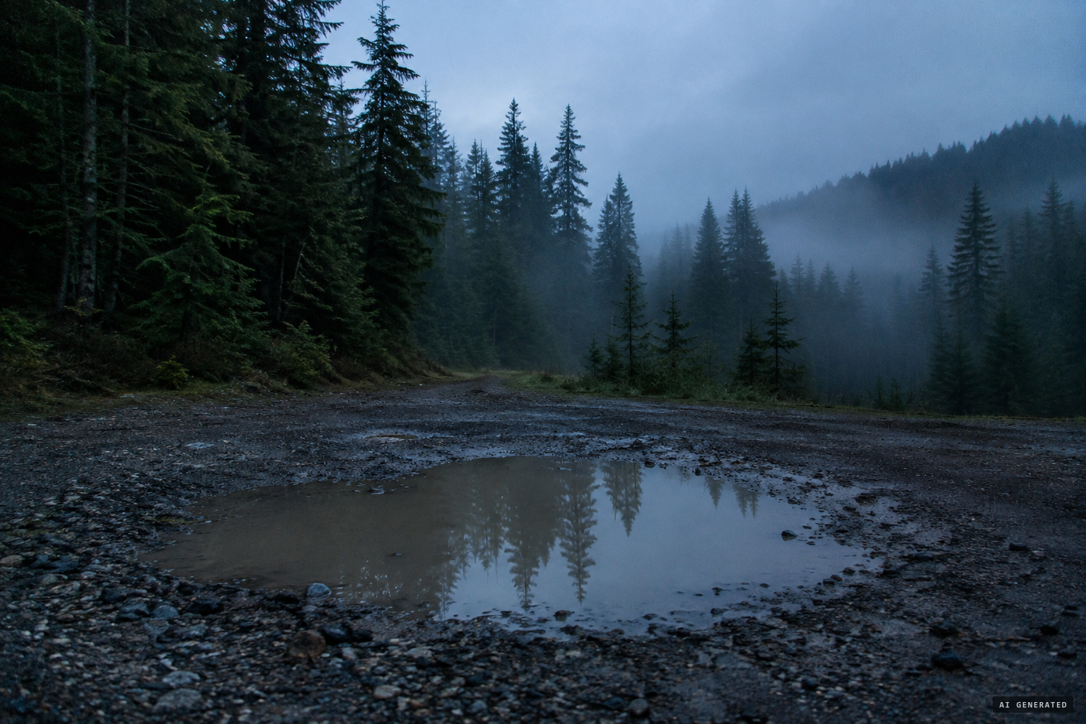 The puddle in the dark, where no one saw what lay down