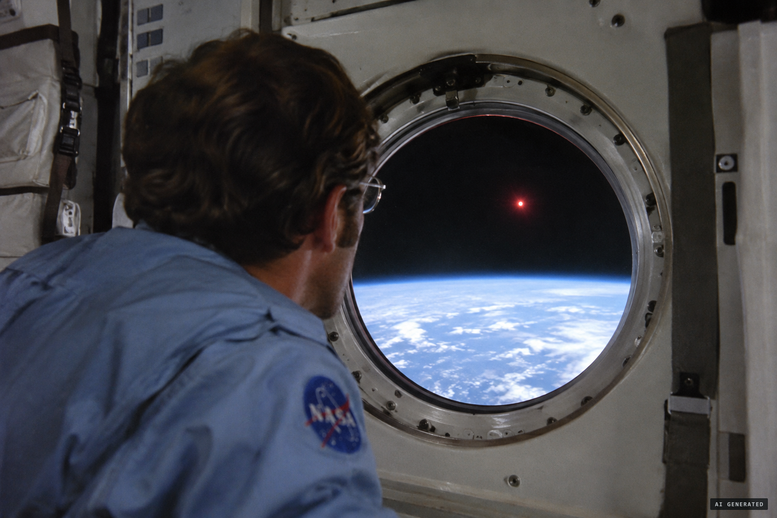 Lousma spots a "rather large red star" out the wardroom window