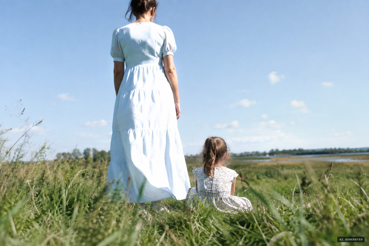 The Annie theory: Templeton's wife, with her back turned, her pale blue dress overexposed to white