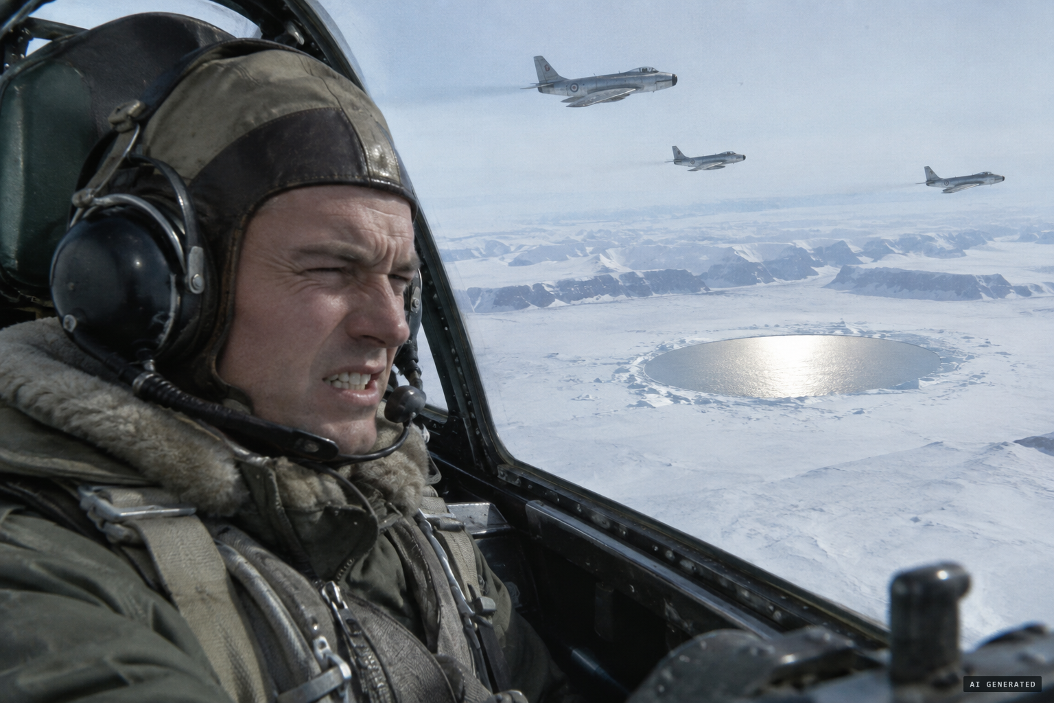 Radio static fills the earphones as the squadron circles the disc