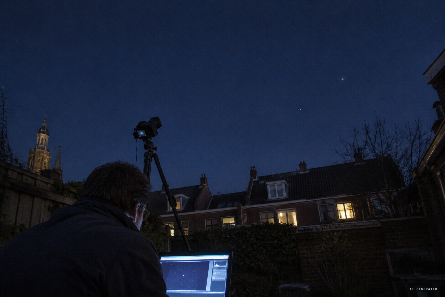 Satellite tracker Marco Langbroek trains his low-light camera on the sky over Leiden