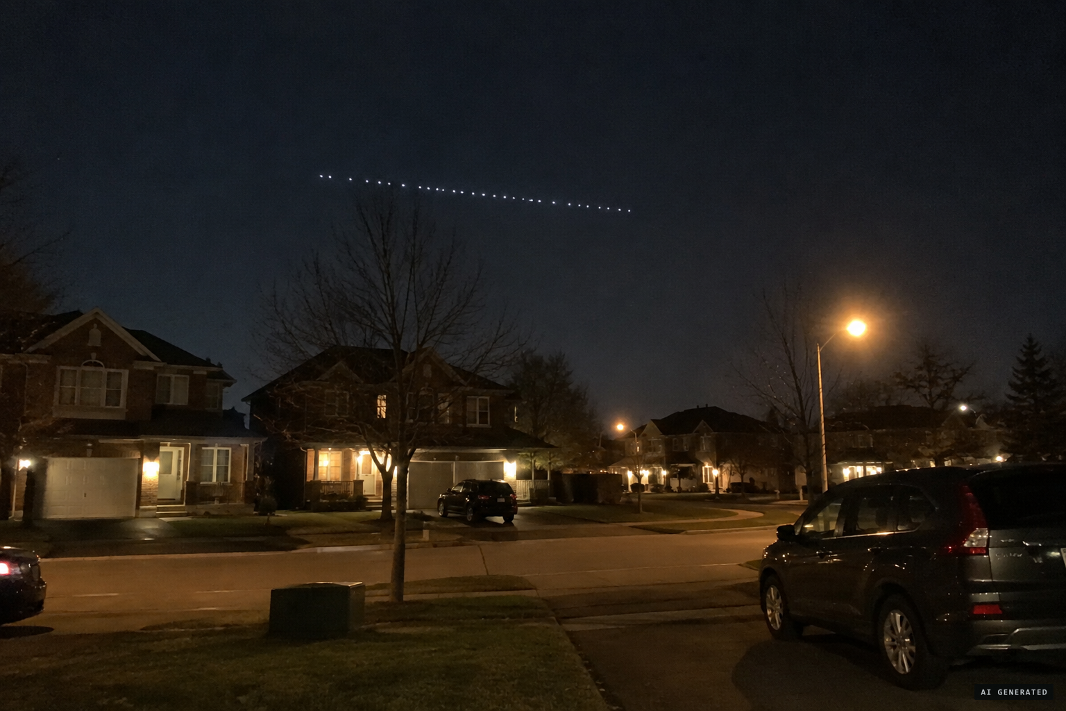 A satellite train over Mississauga sets off a flood of comments online
