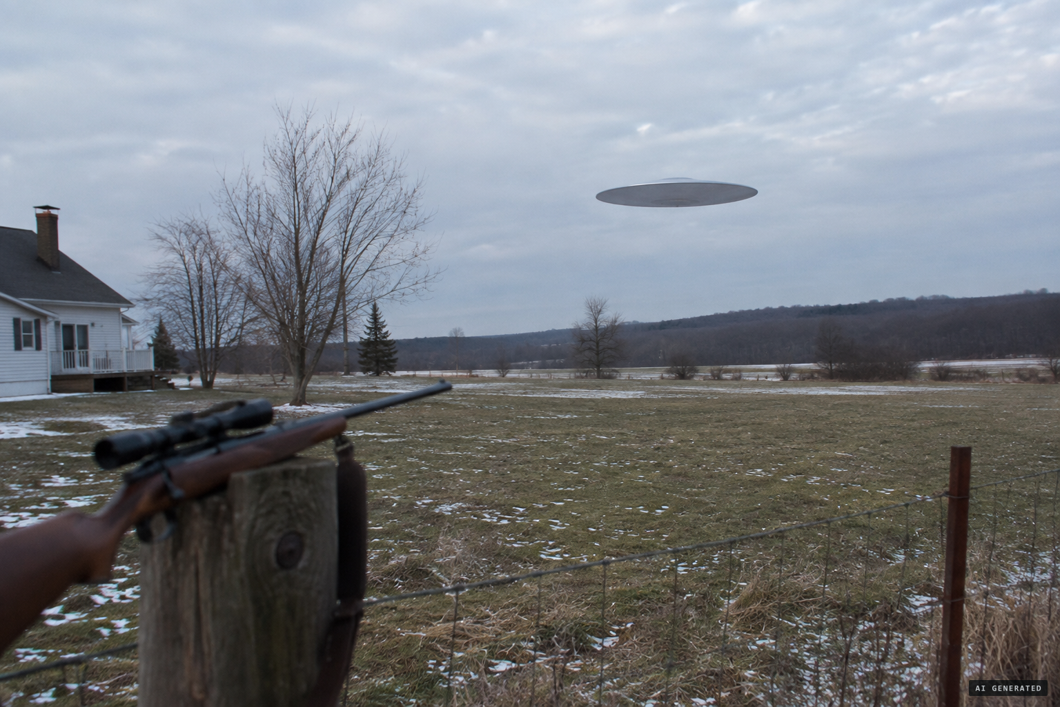 Ricky Sorrells sees a flat, metallic object hovering over the pasture behind his home in Dublin