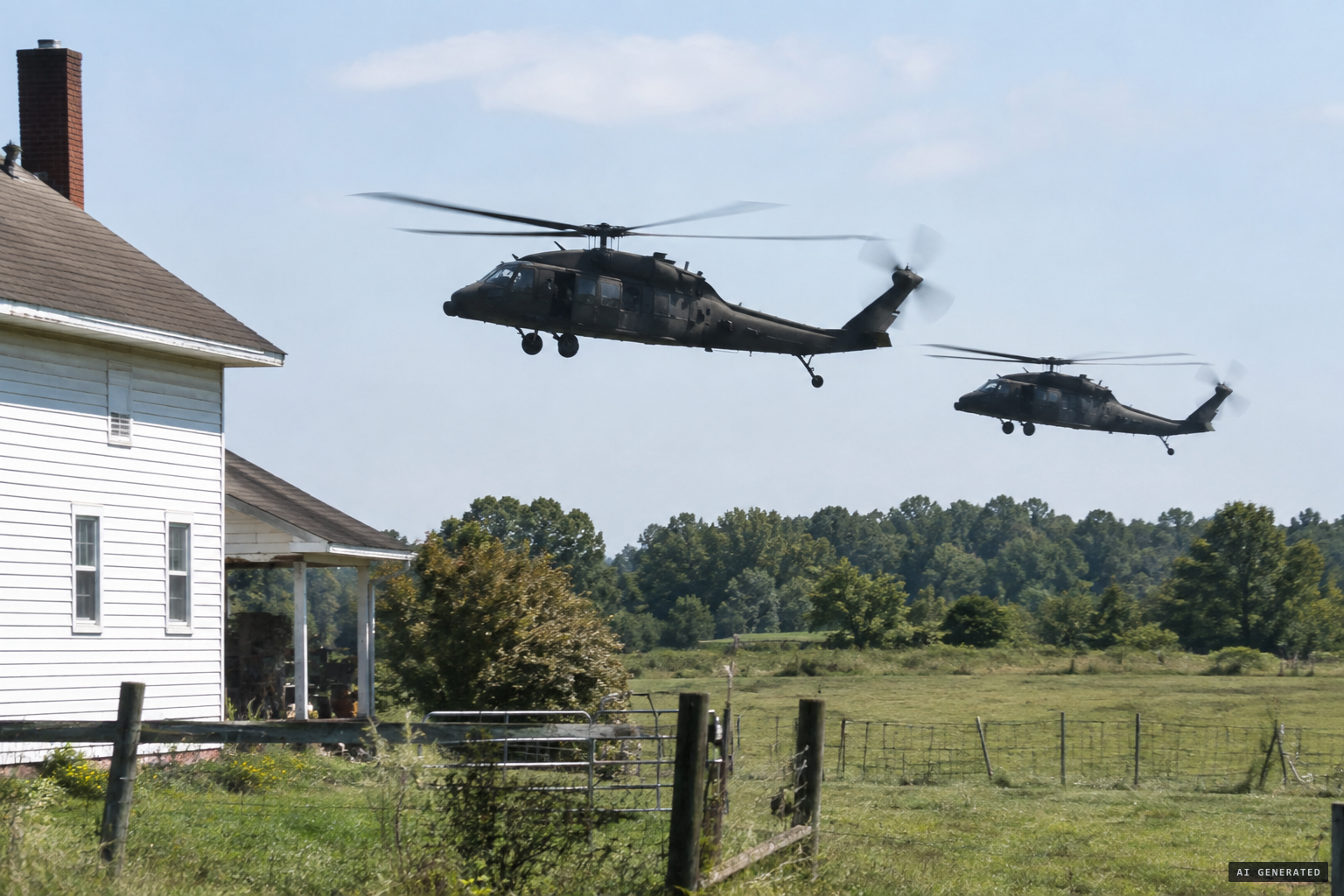 Sorrells says military helicopters flew low over his land