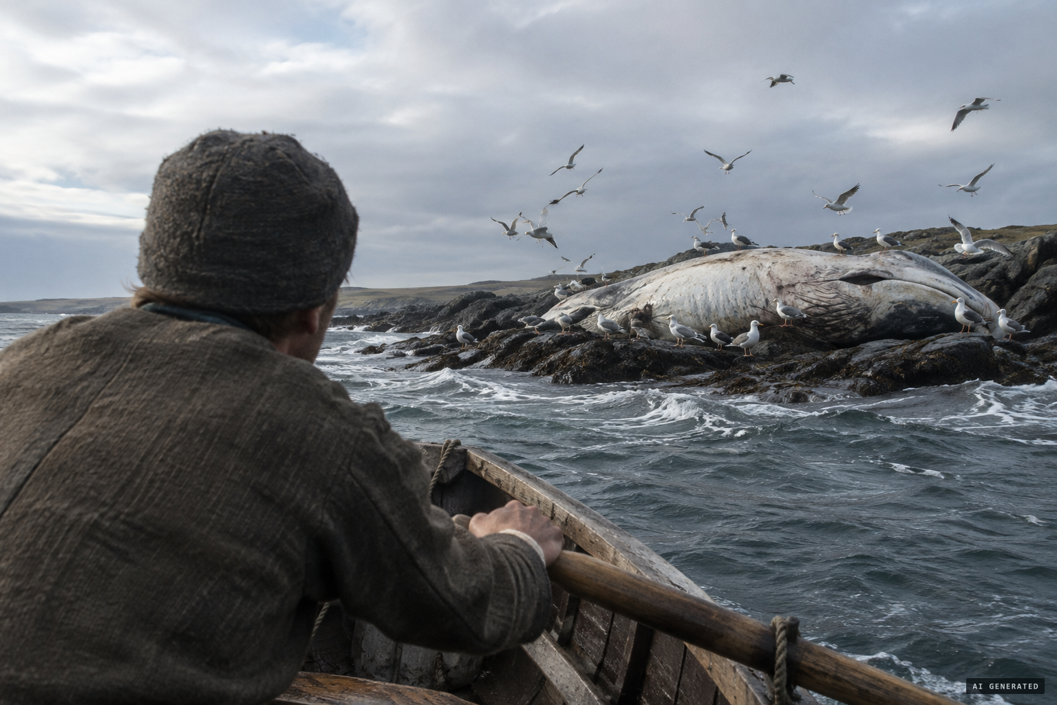 John Peace sees seabirds gathering over a carcass on the rocks