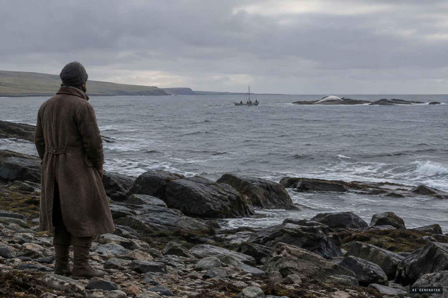 George Sherar watches Peace from the shore