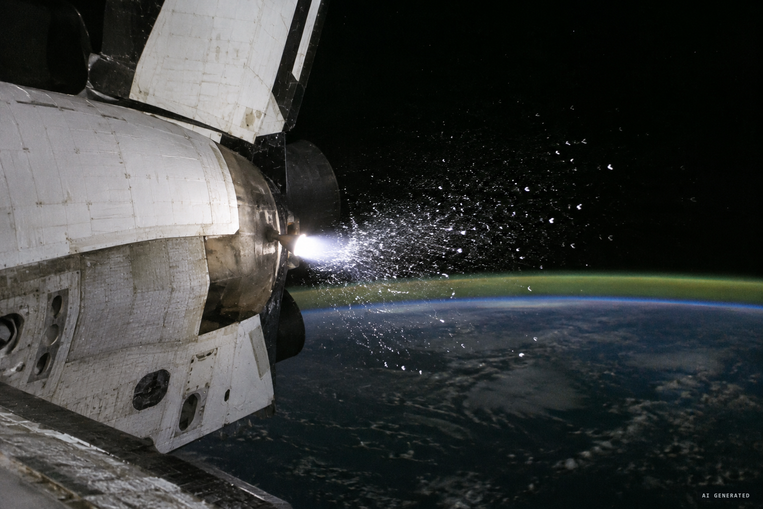 NASA's answer: ice particles pushed away by a thruster firing