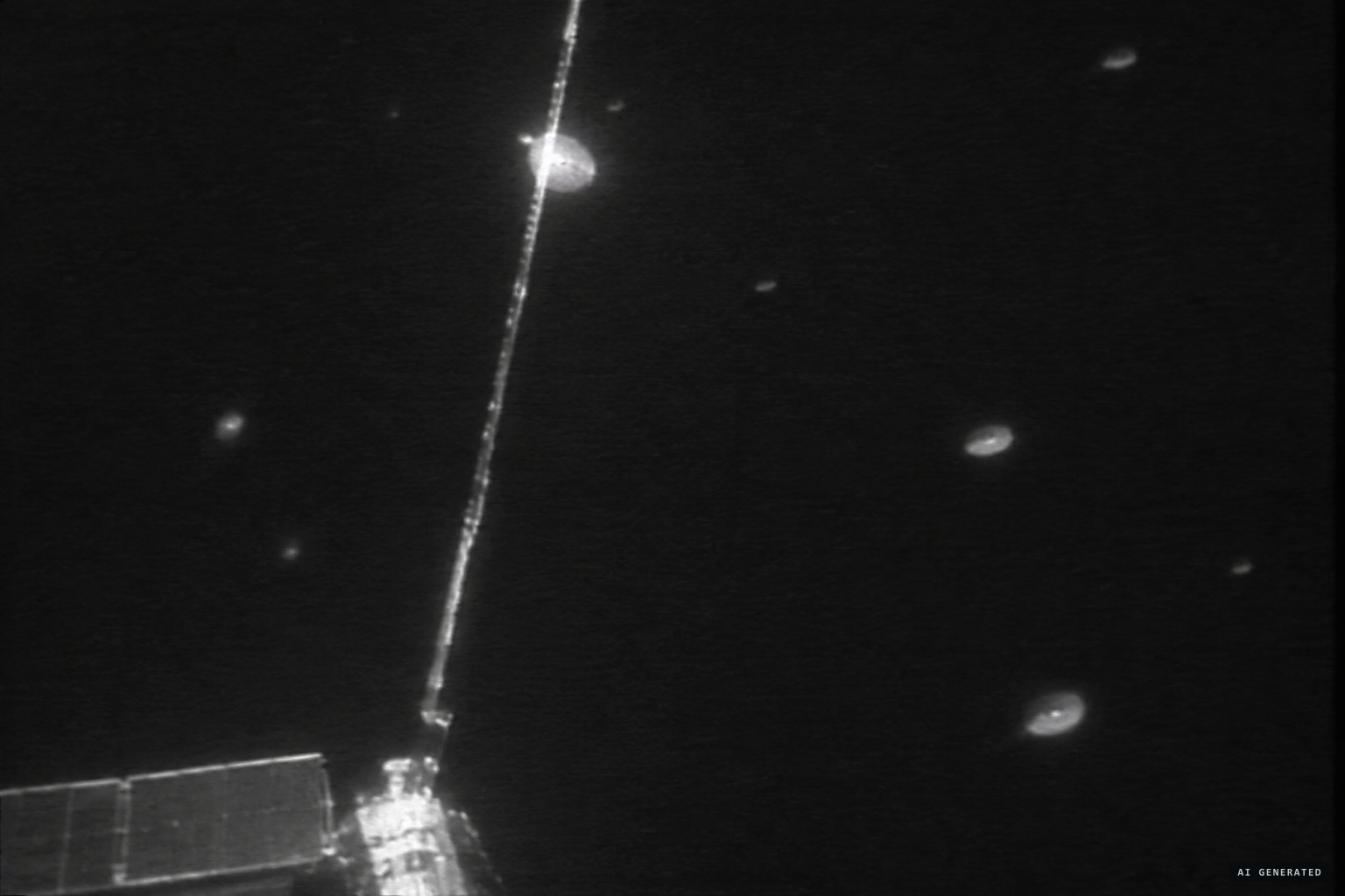 Objects appear to pass behind the tether