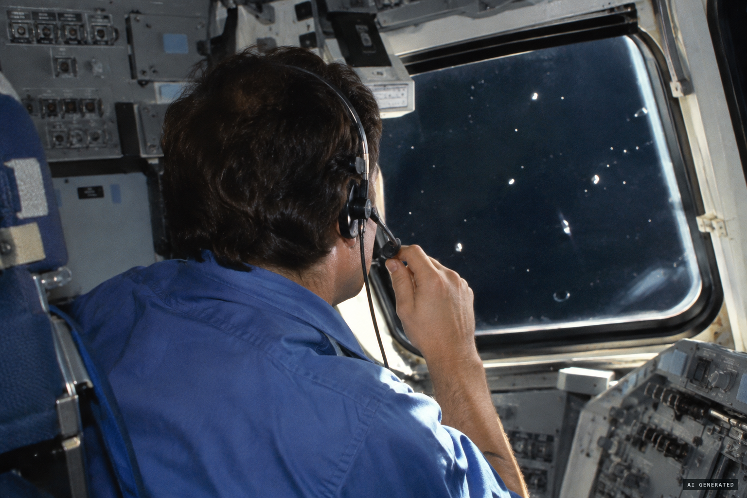 An astronaut describes the lights to Mission Control