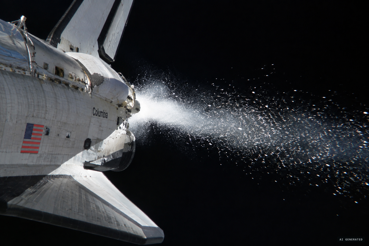 Shuttle water dumps create clouds of ice crystals