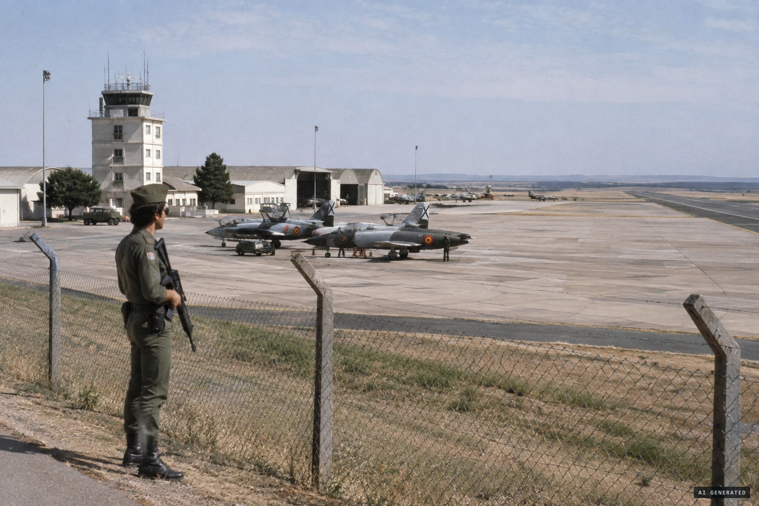 Talavera la Real air base, home of Ala 23, which shares its runway with Badajoz airport