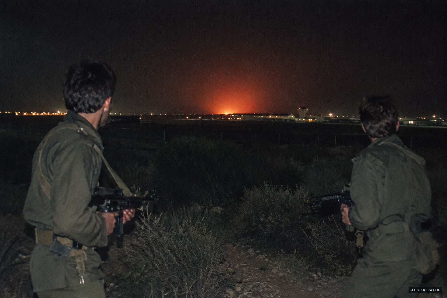 A brightness like a lit flare lights up the area toward Badajoz