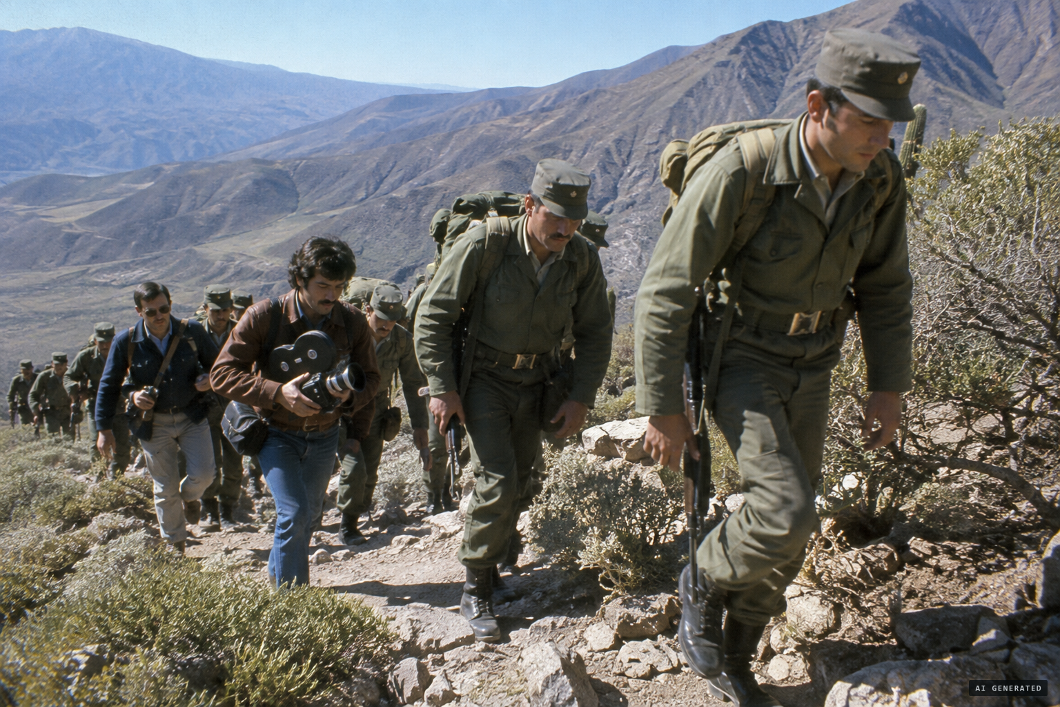 Gendarmerie patrols and the El Tribuno–Canal 13 expedition cross the mountains