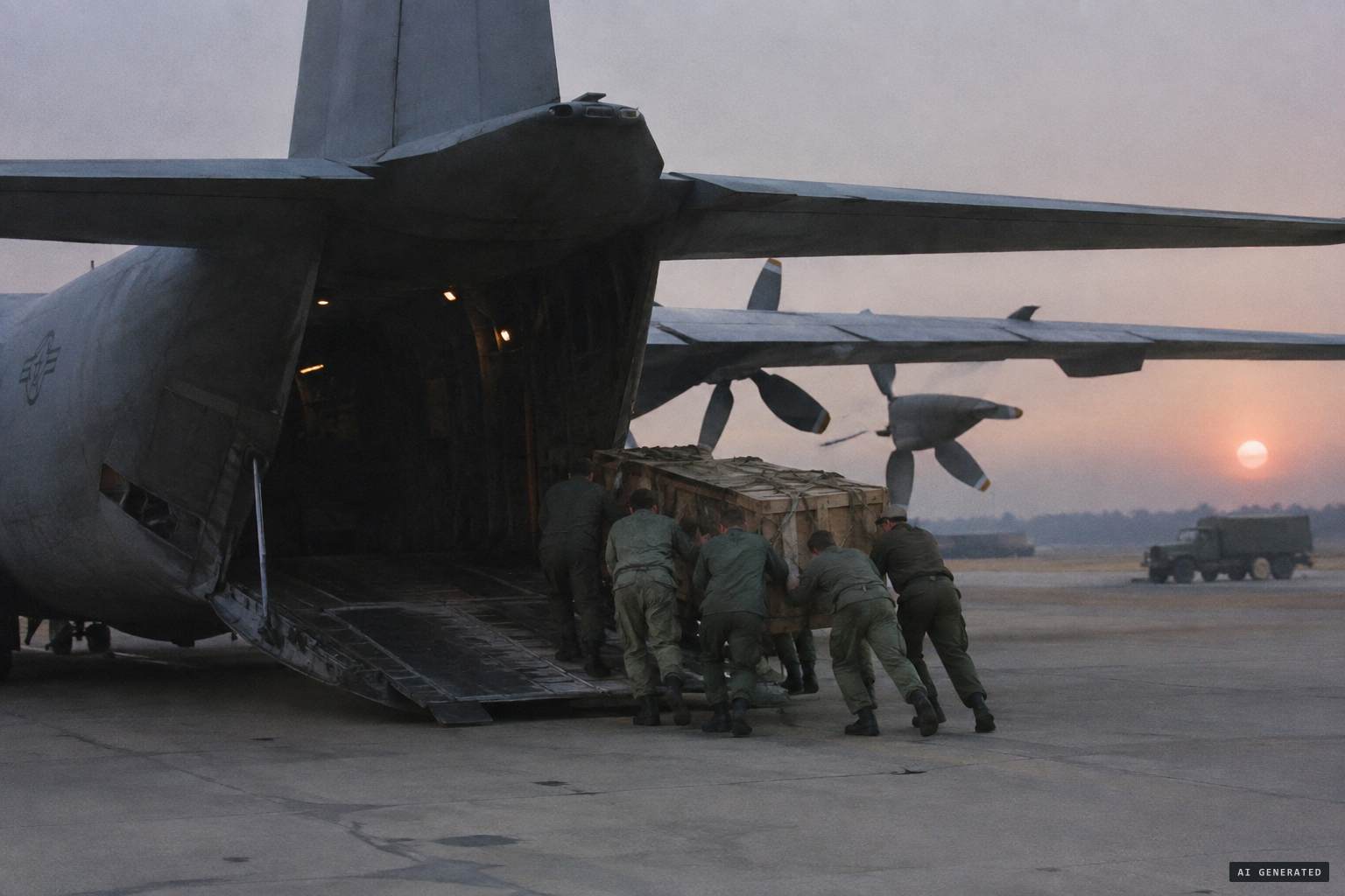 A claimed C-130 and a package so heavy it took six men to lift