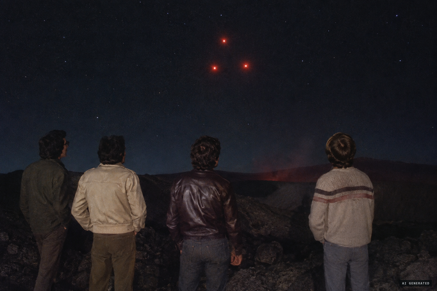 Three red-glowing objects over Etna's Monte Sona crater