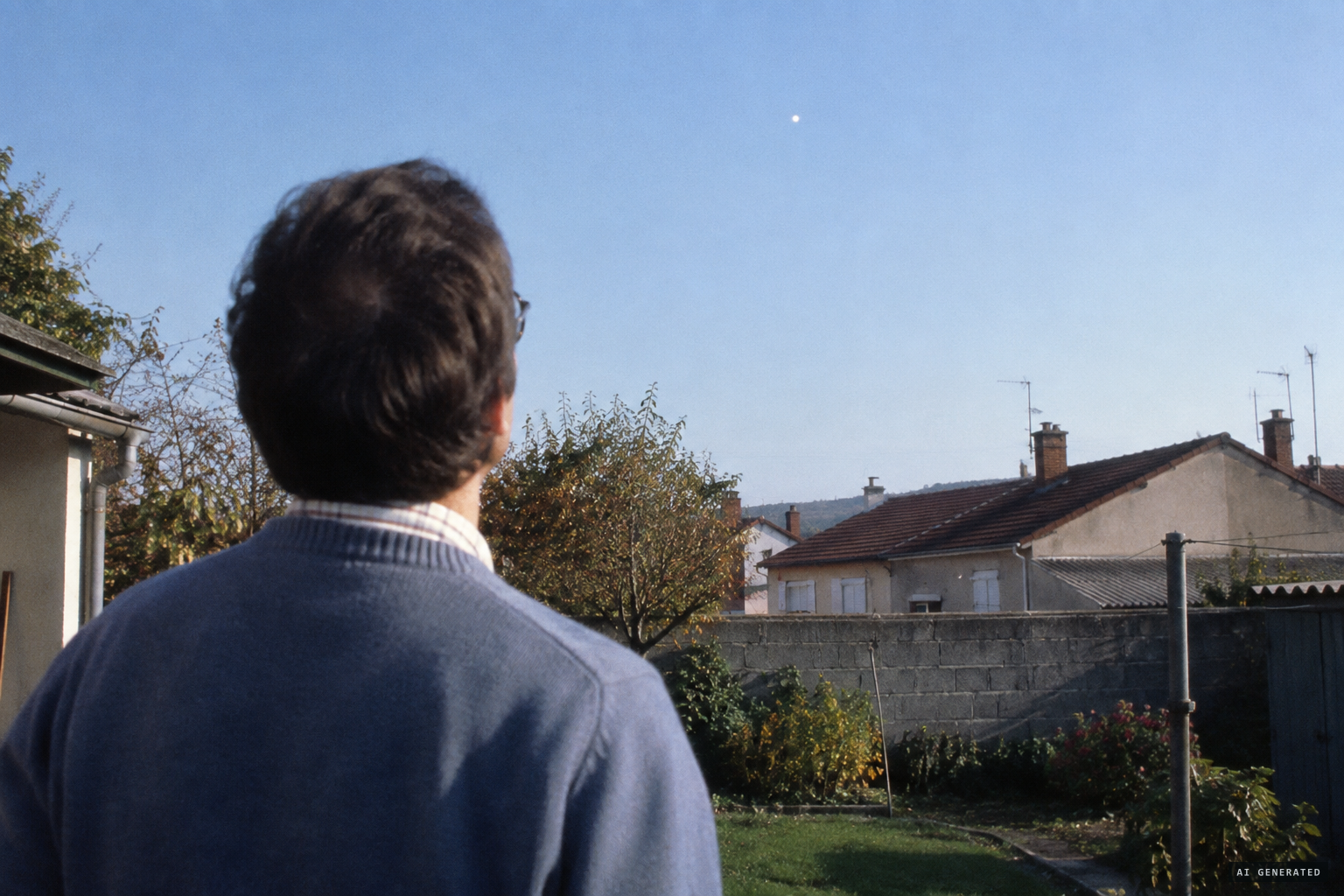 Around 12:35, the witness sees a bright point he first takes for an aeroplane
