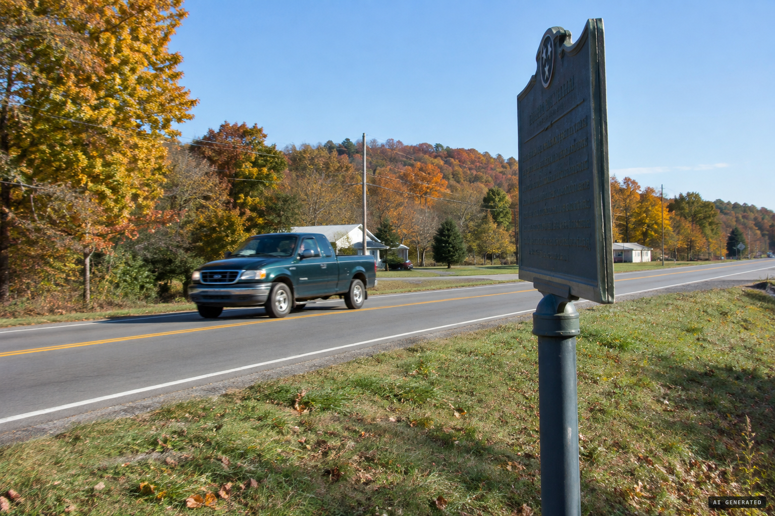 The state historical marker on U.S. Highway 41 in Adams