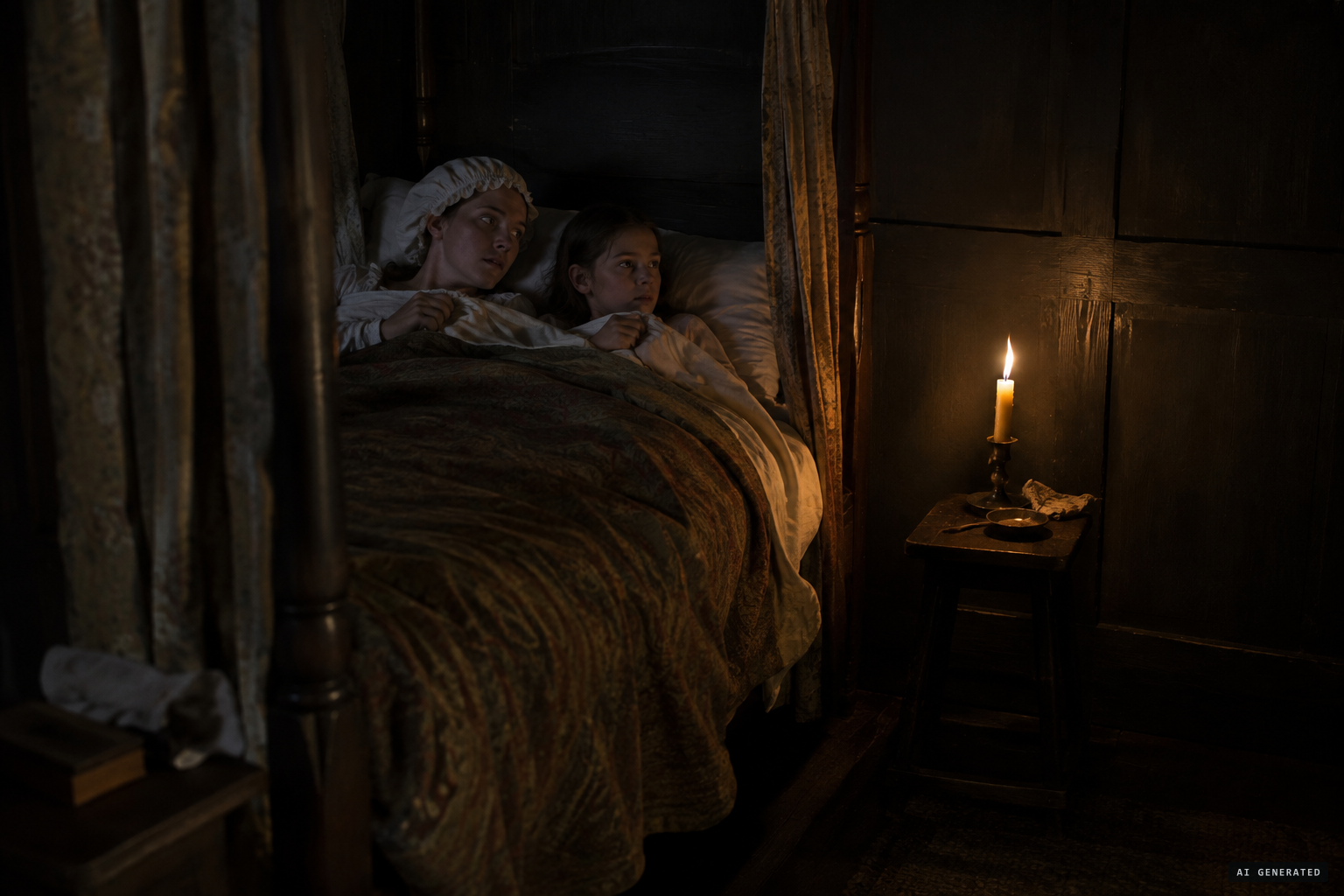 Fanny Lynes and young Elizabeth Parsons hear scratching and rapping in the dark
