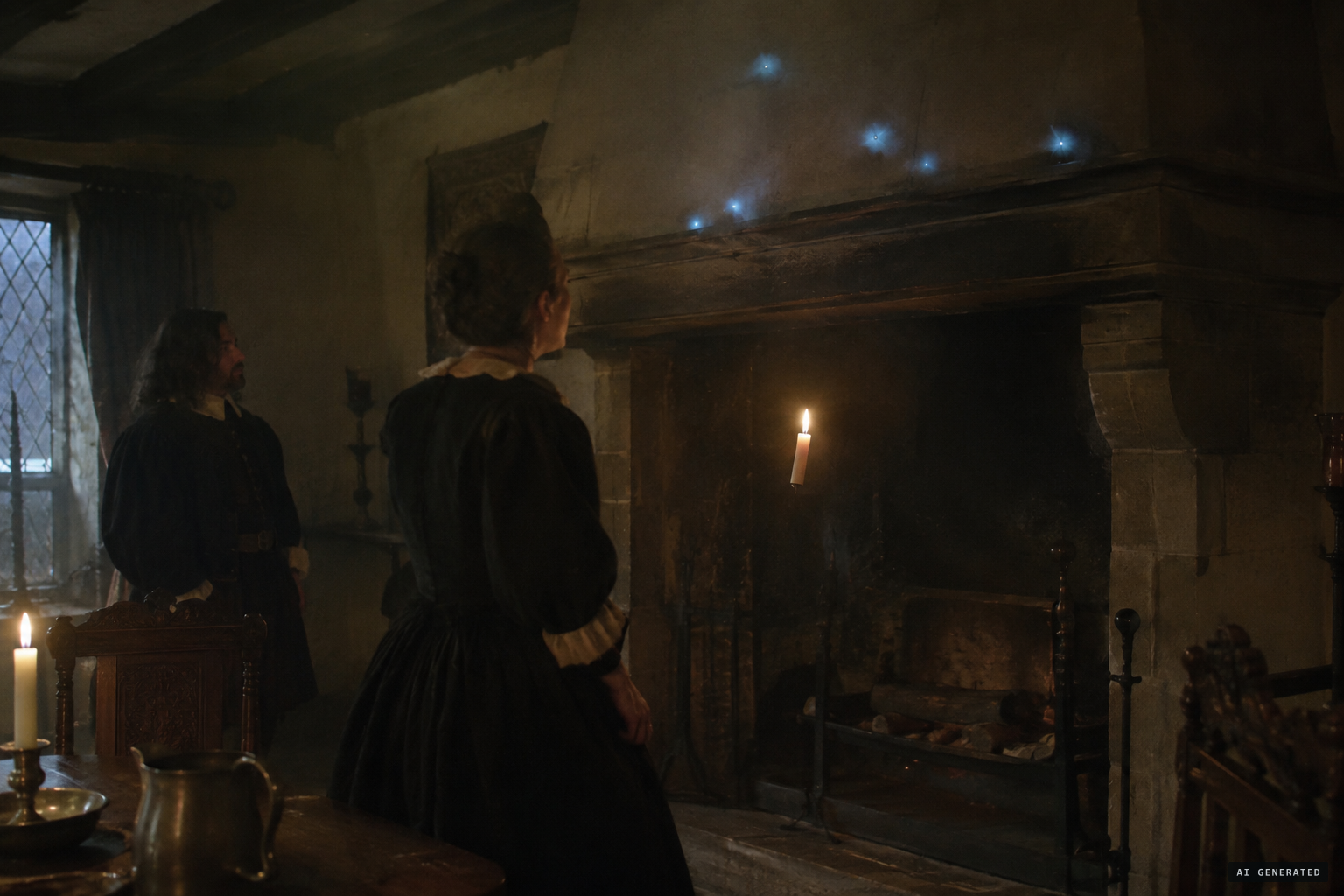 Candles carried up the chimney, blue glimmering lights and a sulphurous smell