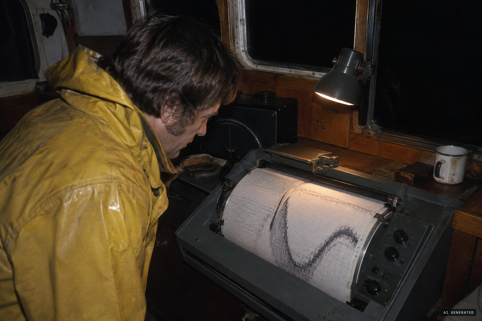 Around 1:45 a.m., a trace appears on the Narwhal's sonar chart.