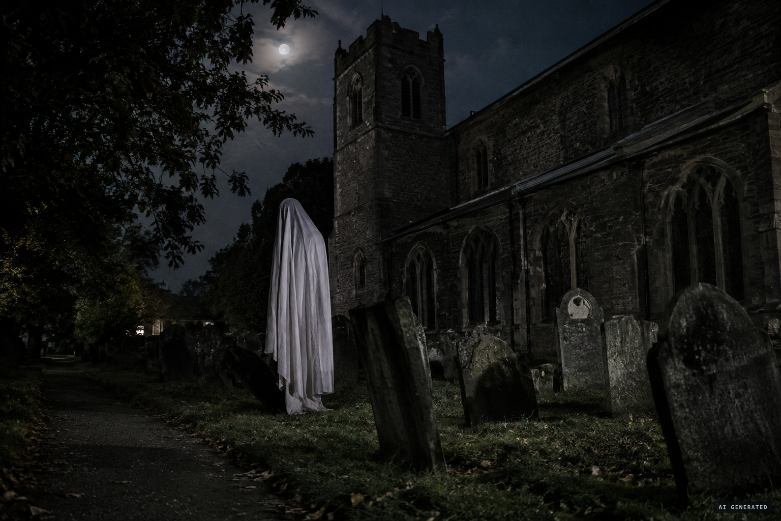 A very tall figure in white haunts St Paul's churchyard