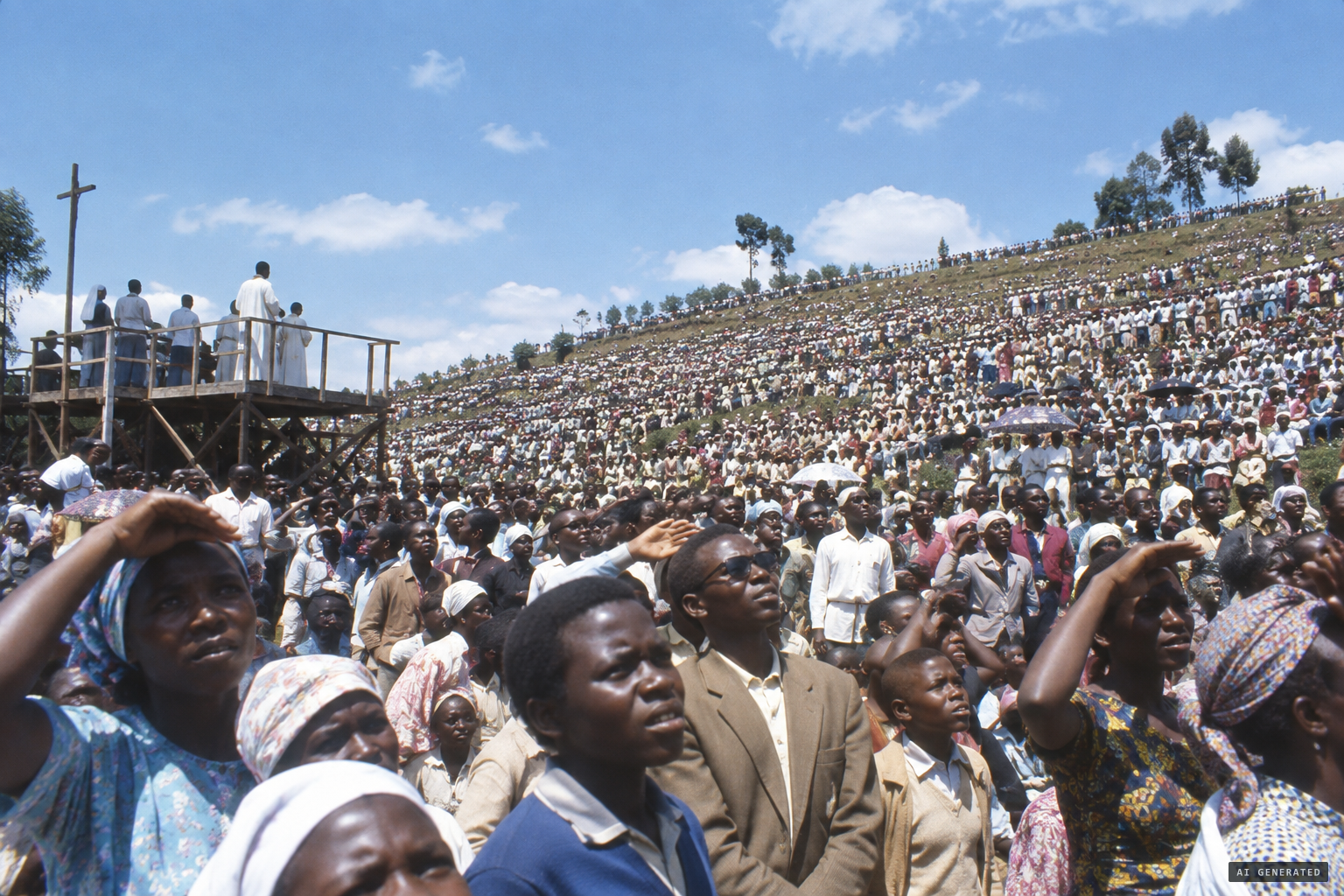 More than 10,000 people gather on May 30, 1982