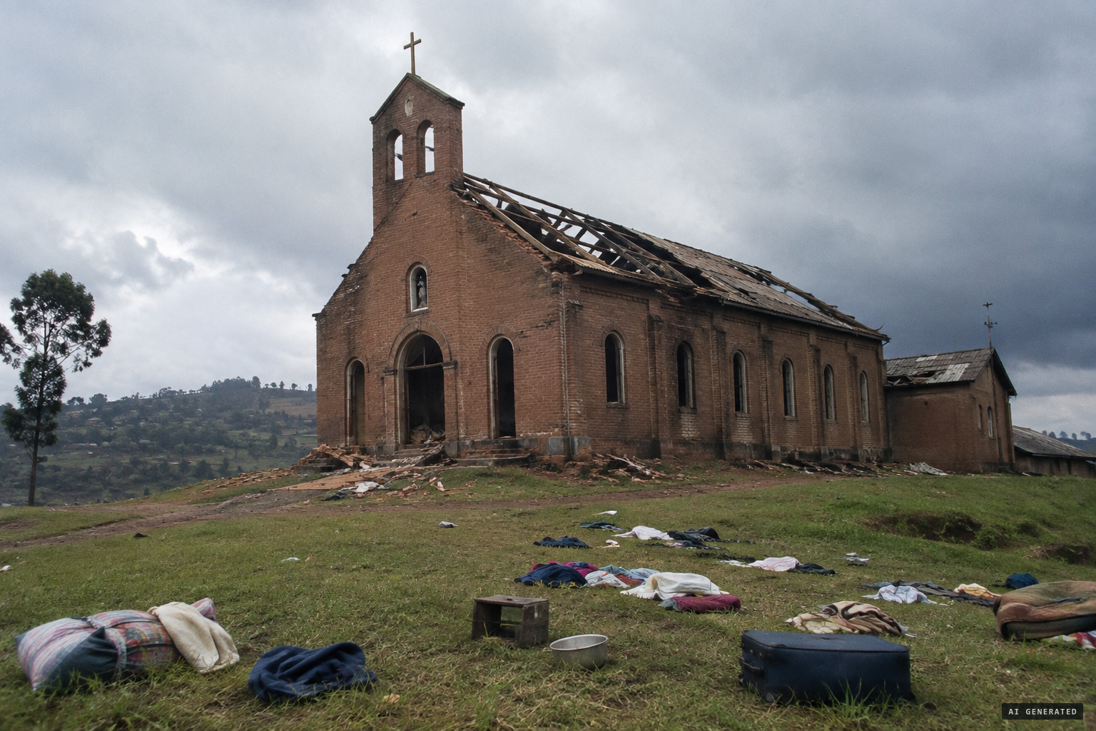 The Kibeho parish church, where some 17,500 people were killed in April 1994