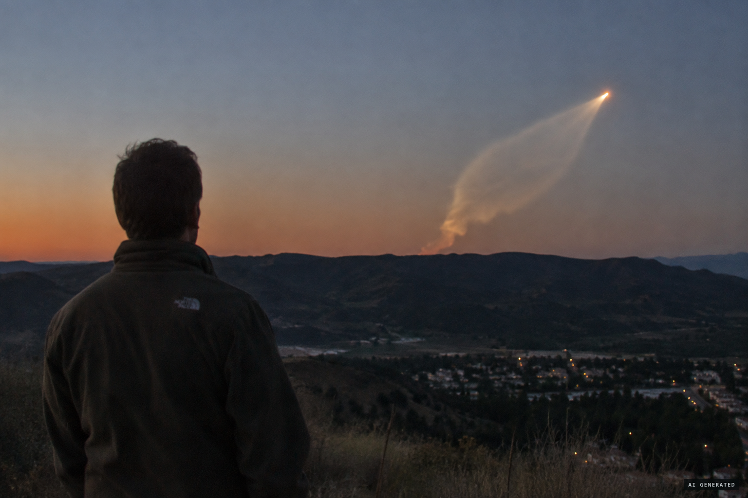 John Greenewald Jr. watches the launch from Castaic