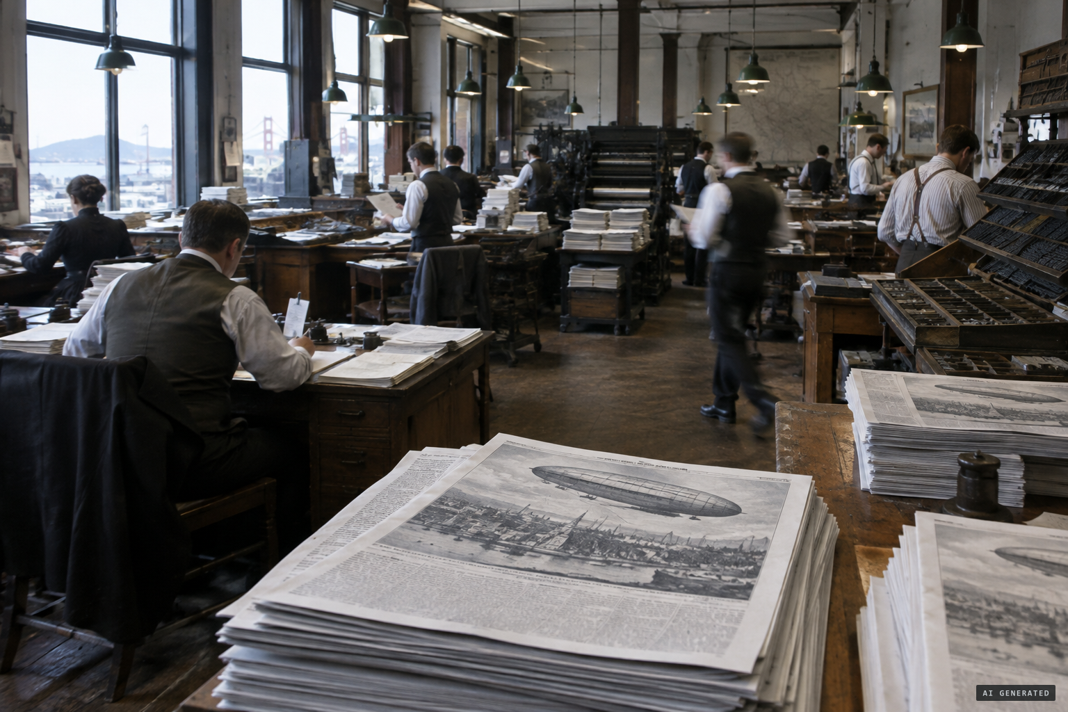 San Francisco newspapers feed the airship frenzy.