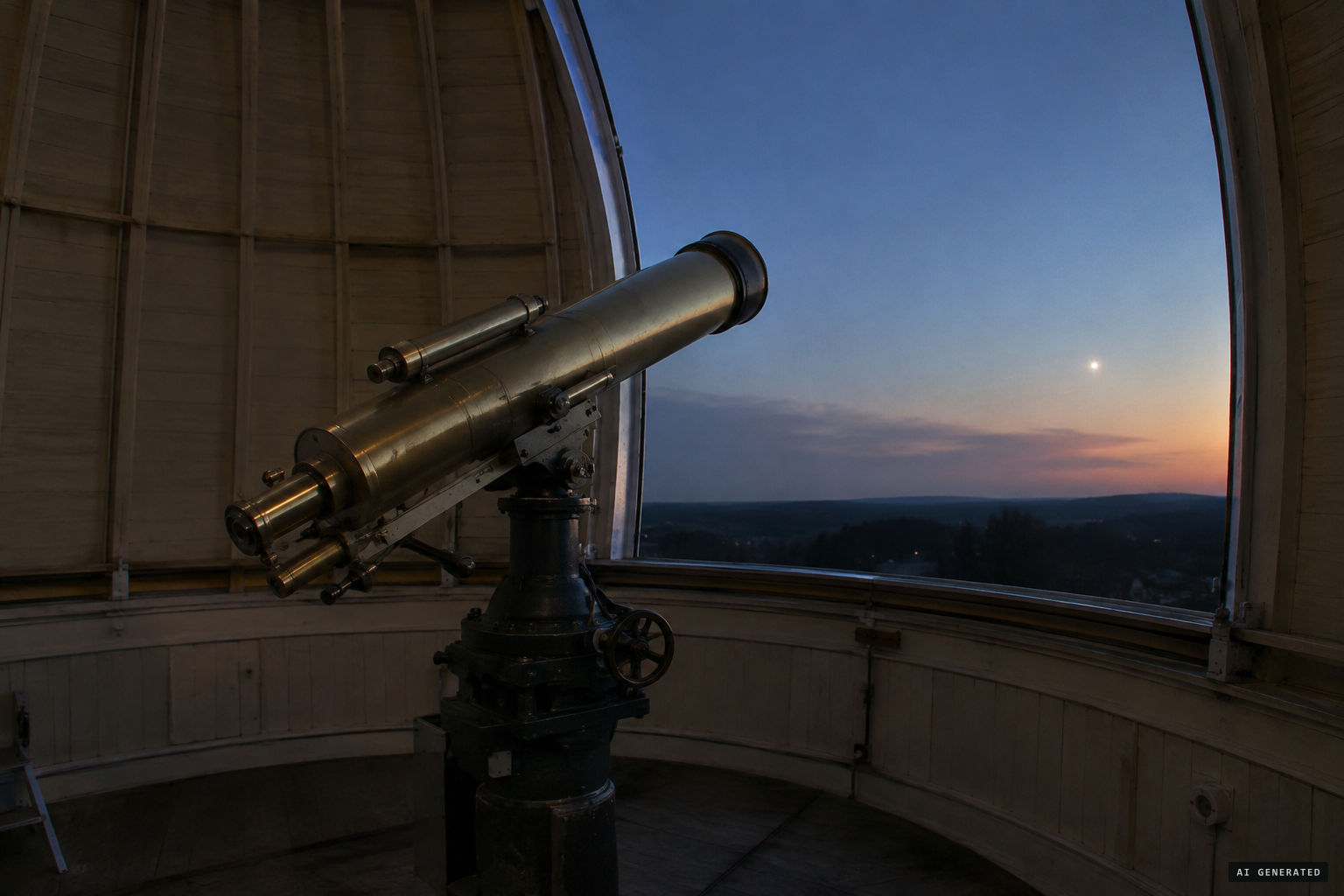 Venus, the favourite suspect, shines above an observatory.