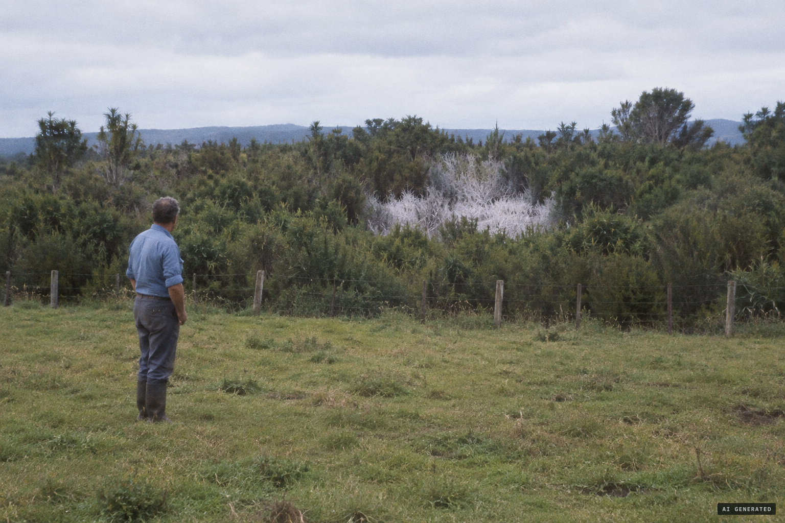 O'Neill spots a bleached patch among the ti-tree from a distance