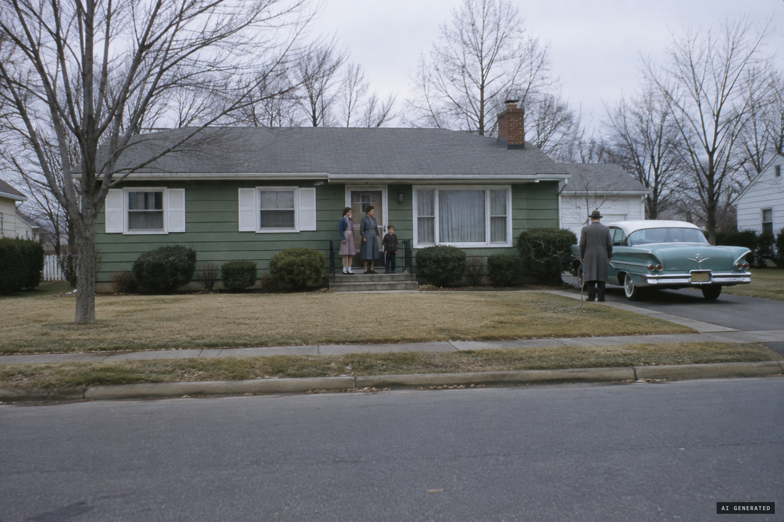 The Herrmann family's green ranch house with white trim in Seaford, Long Island