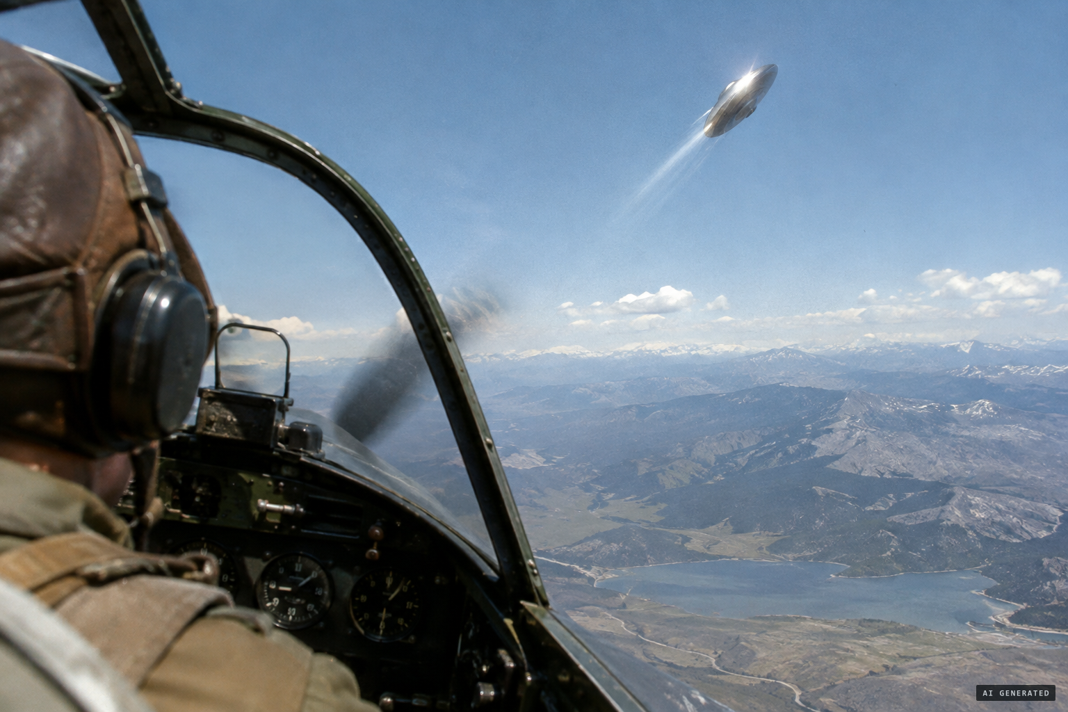 A disc climbs and rolls evasively as a friendly aircraft approaches