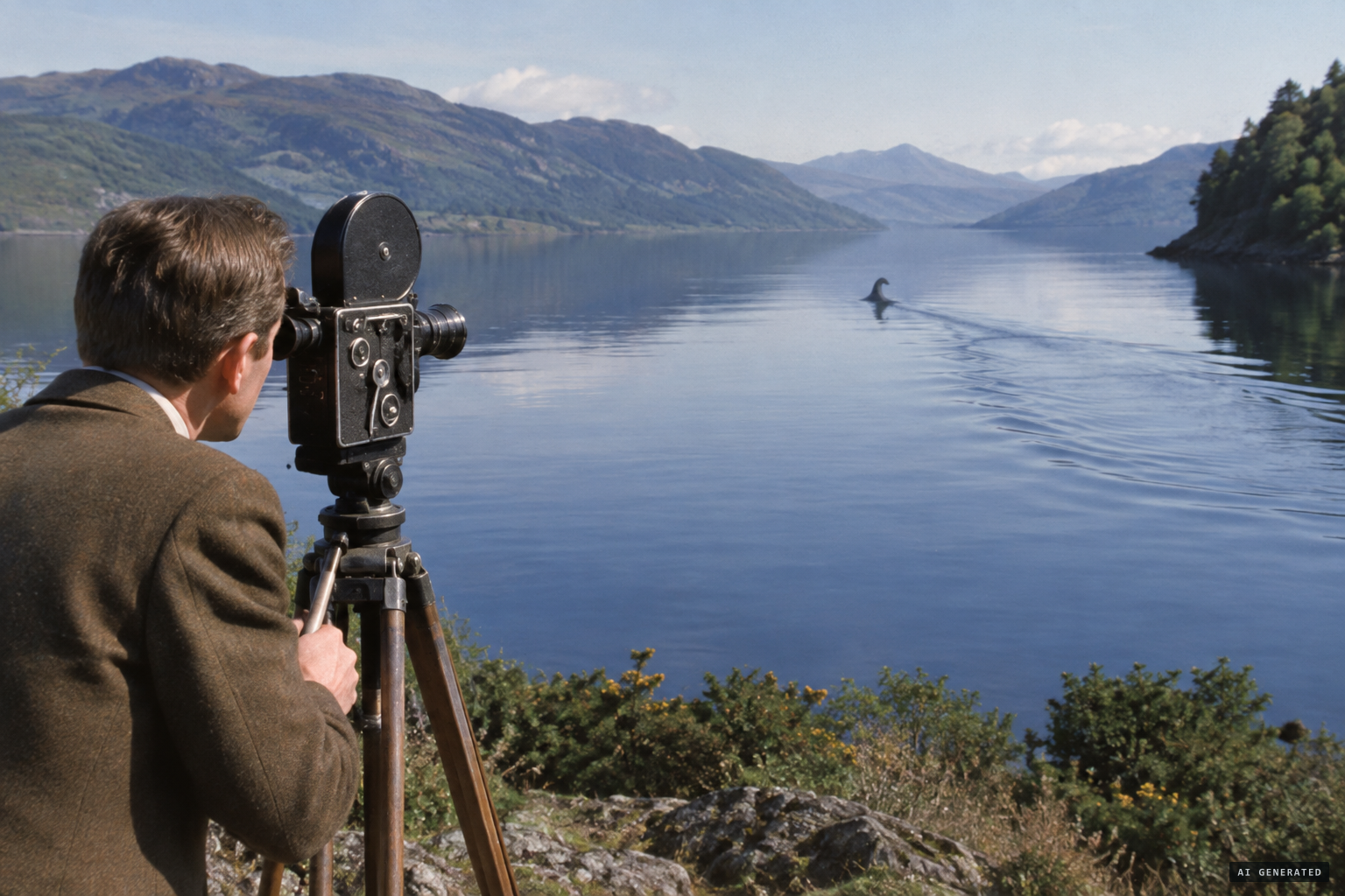 Dinsdale films the hump swimming away in a zigzag wake