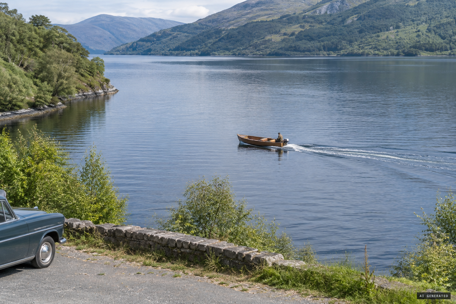 A comparison boat runs a similar course for Dinsdale's camera