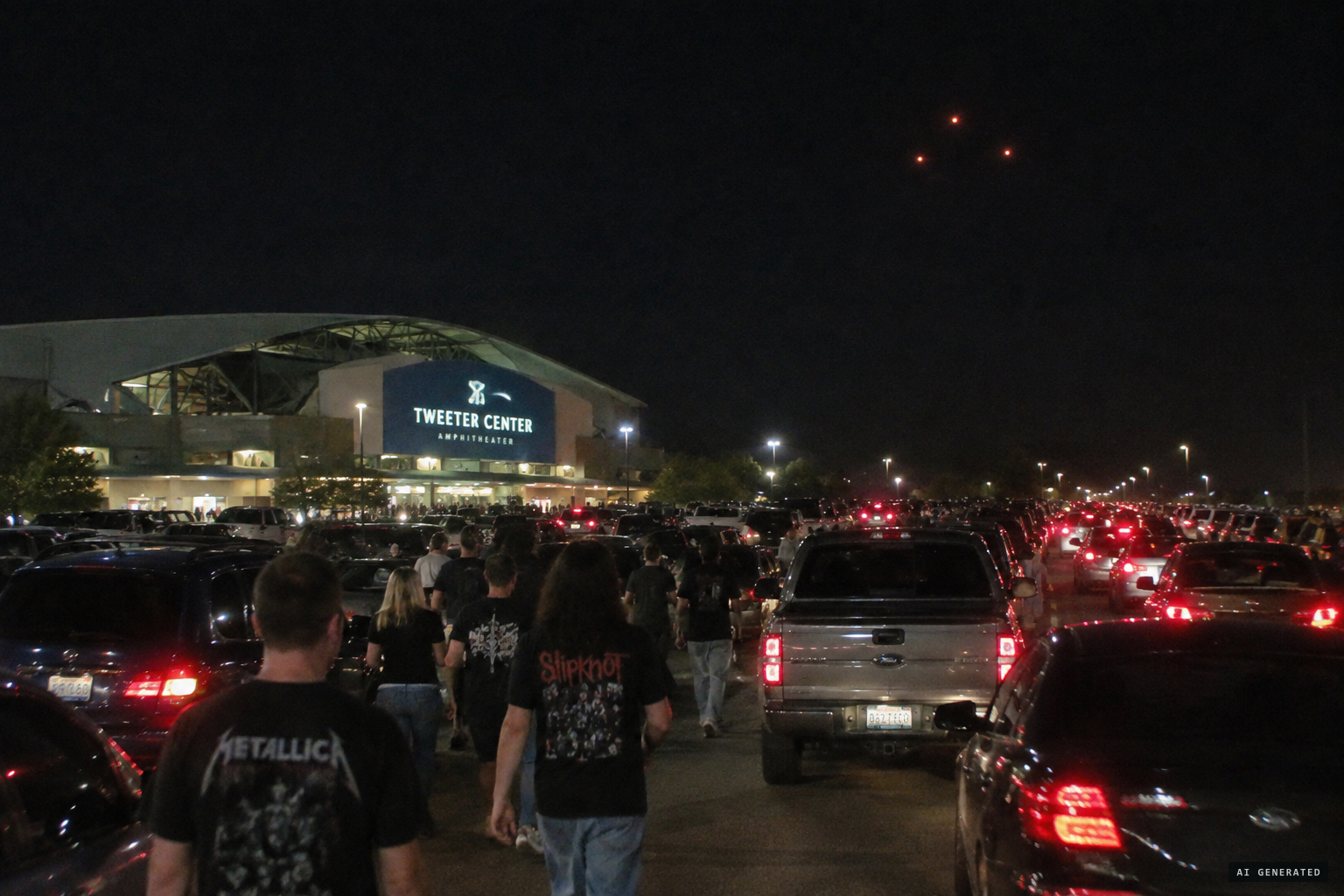 Ozzfest traffic at the Tweeter Center as three lights appear over the Southland, August 21, 2004
