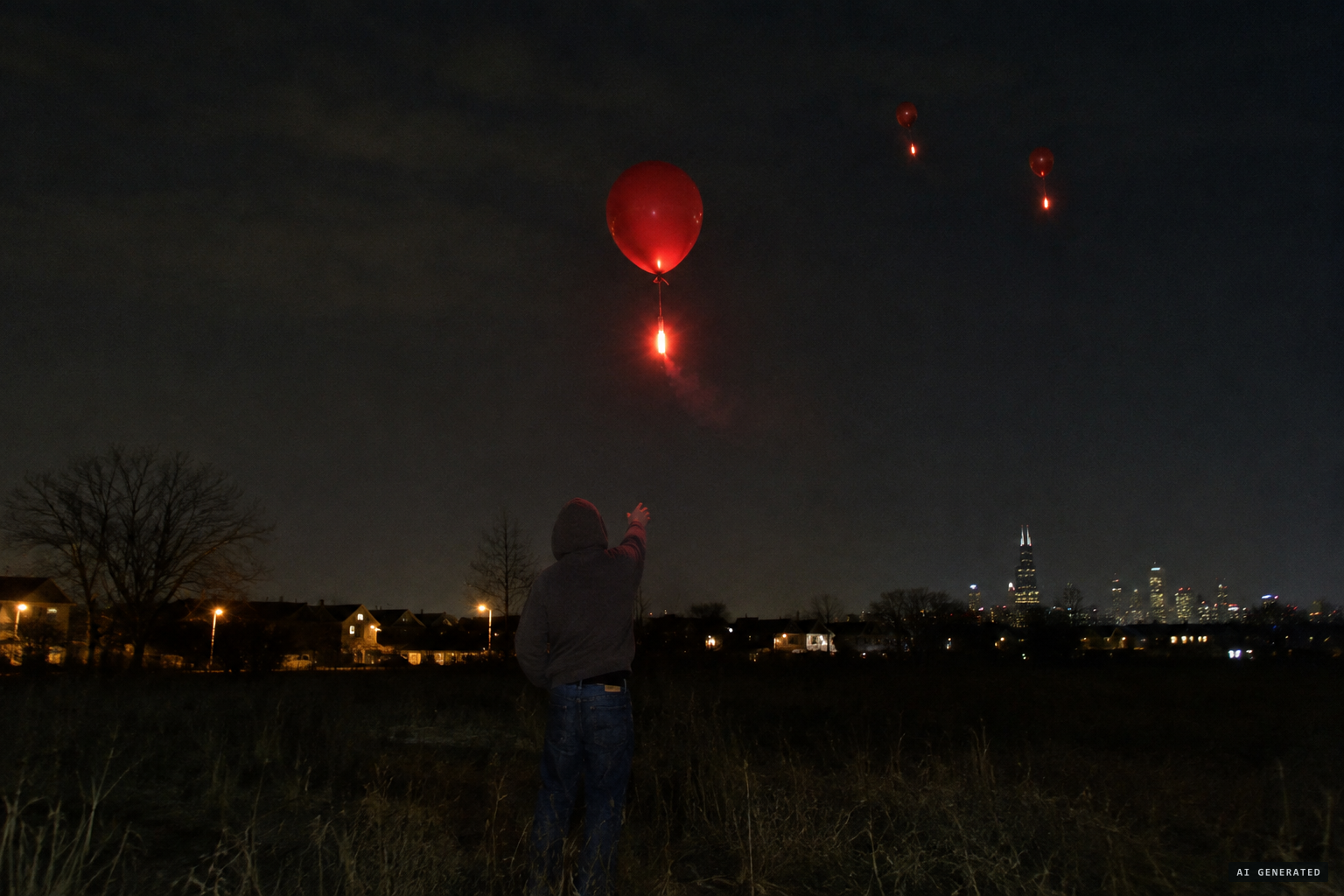 Astronomer Mark Hammergren's explanation: flares on balloons launched by a prankster