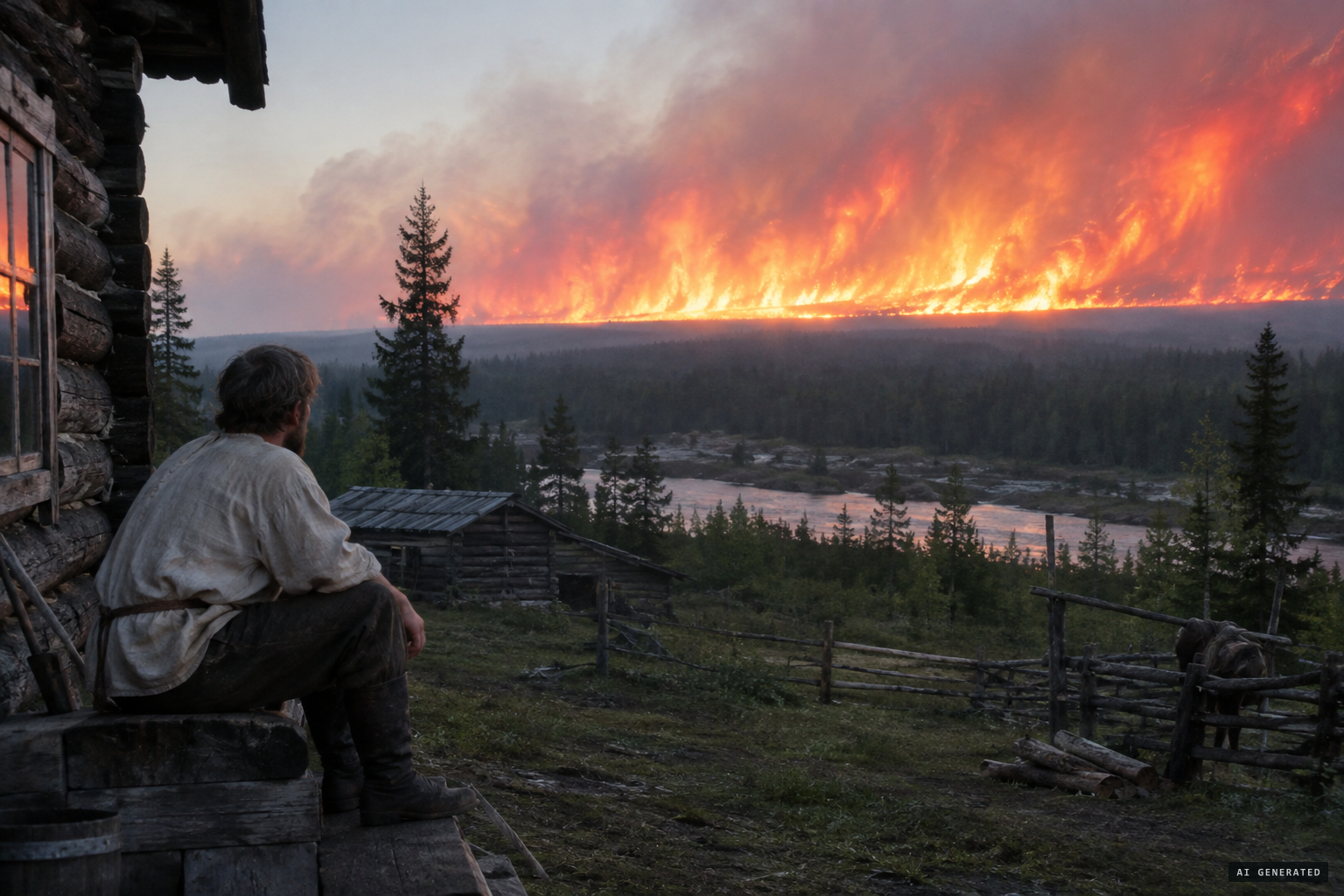 At Vanavara, Semenov sees the northern sky split in two and fill with fire