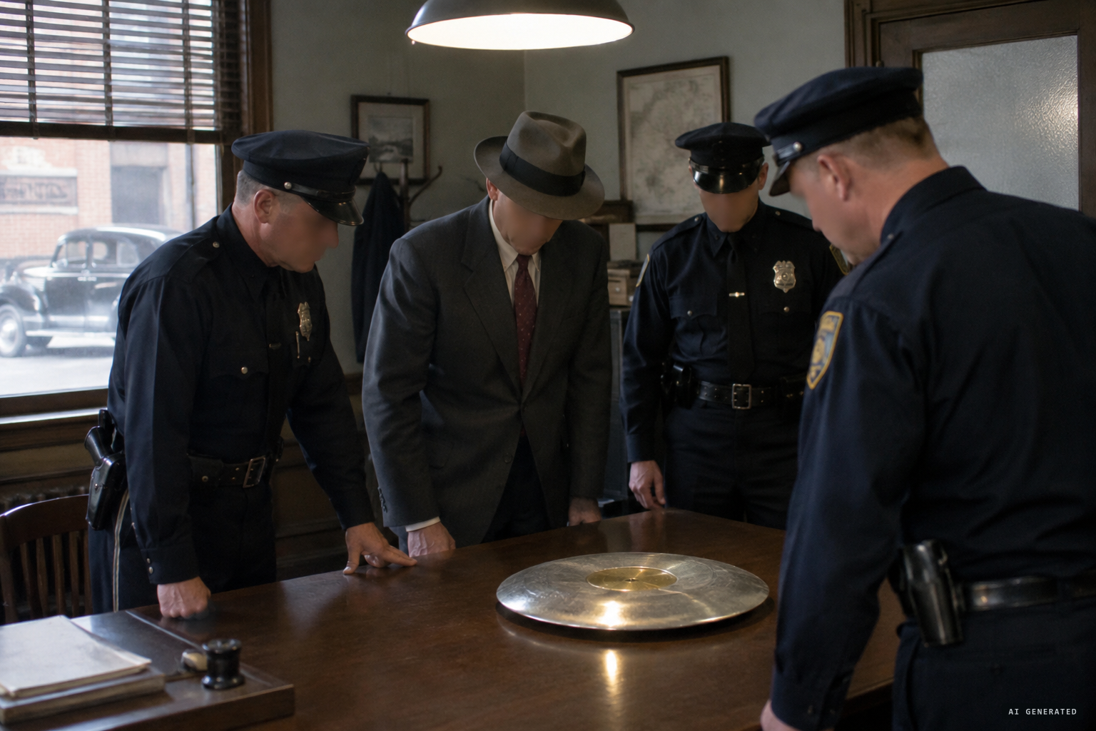 Twin Falls police and an FBI agent inspect the disc