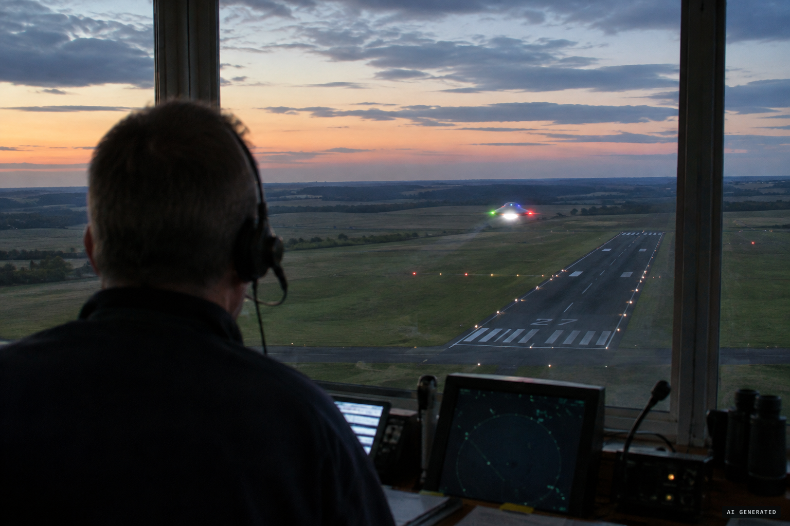 The 1984 controller's report: a bright, circular object flashing colours touches down on runway 27